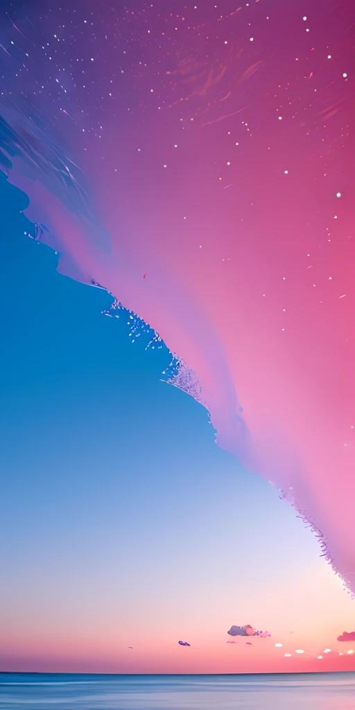 pink skies,Soft pink clouds,The blue waves sparkle,Sparkling,Red rose on pink sea,fanciful,diamond,tiara crown,kosmos,gentlesoftlighting,