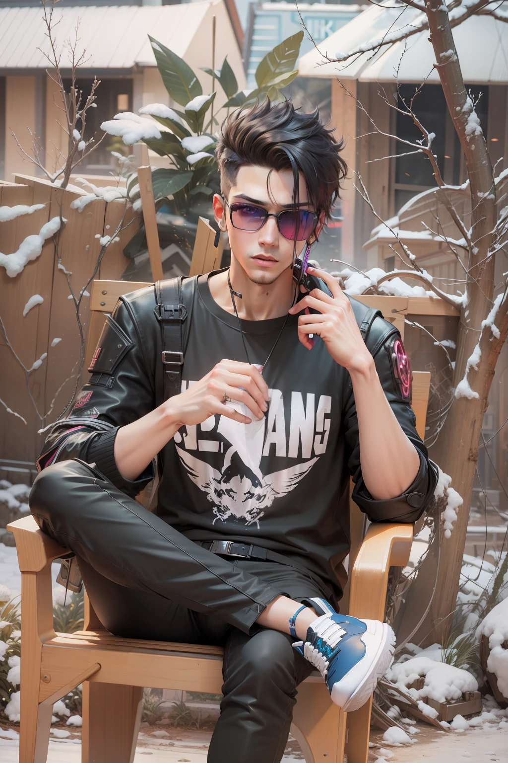 change background cyberpunk handsome boy real face ' 8k ultra realistic