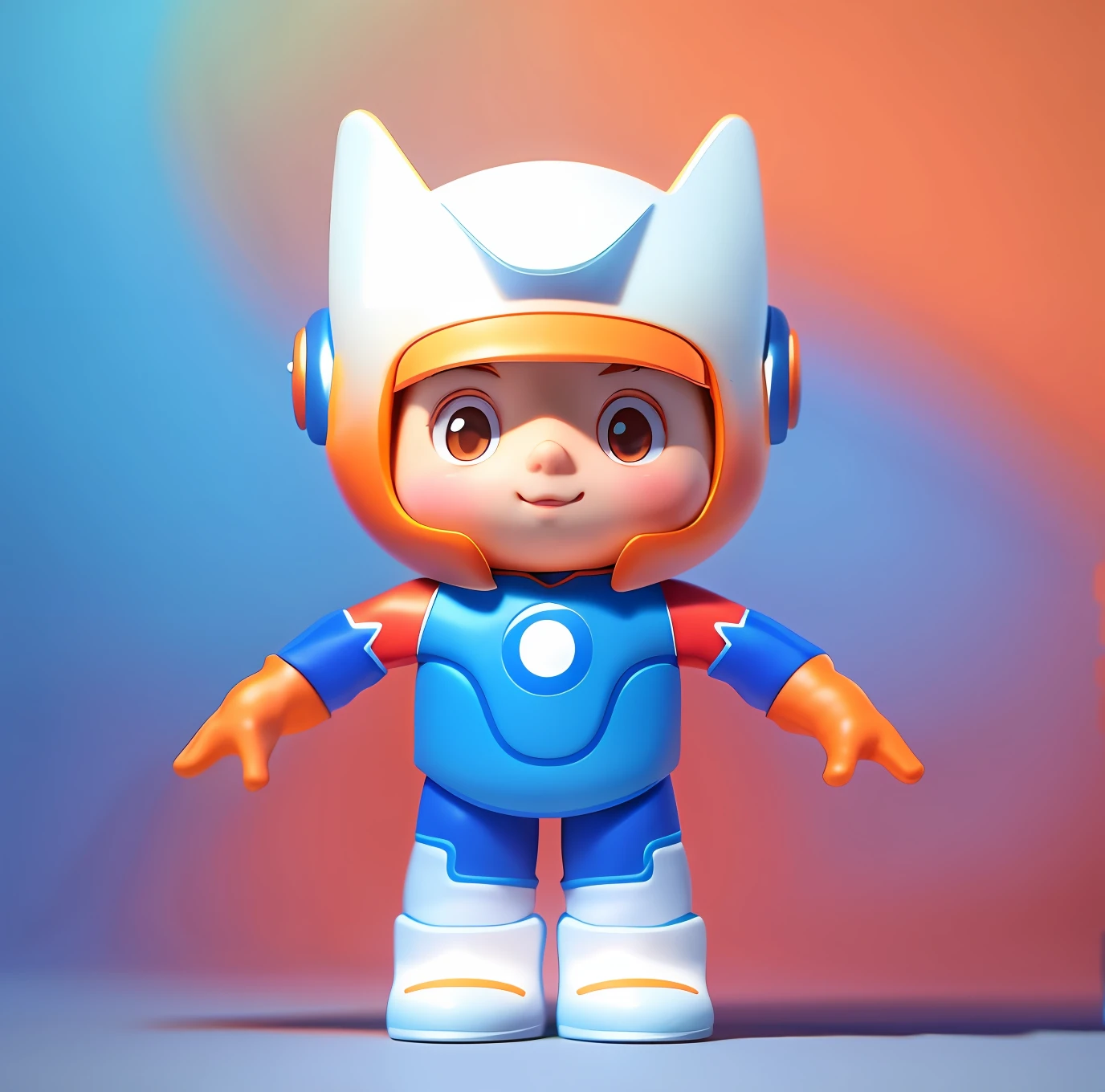 A , orange helmet, blue clothes, white gloves, white shoes, 3d rendering, Pixar style