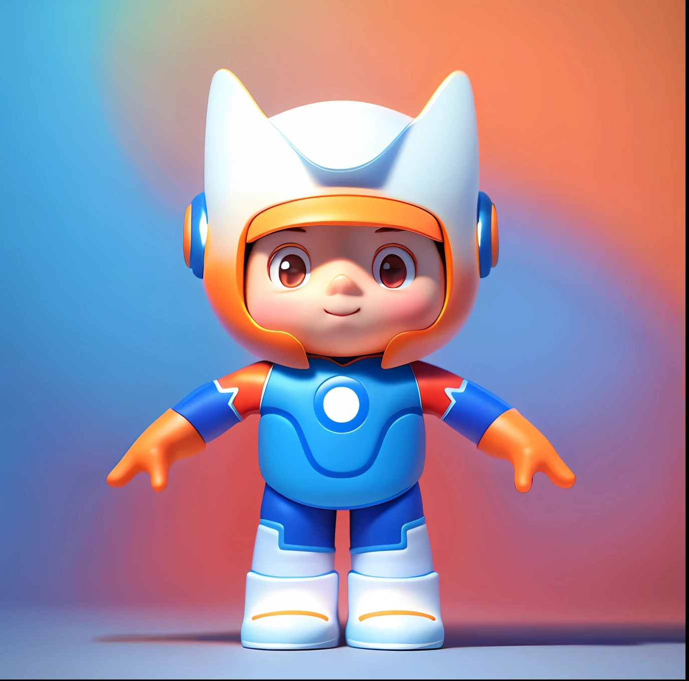 A , orange helmet, blue clothes, white gloves, white shoes, 3d rendering, Pixar style