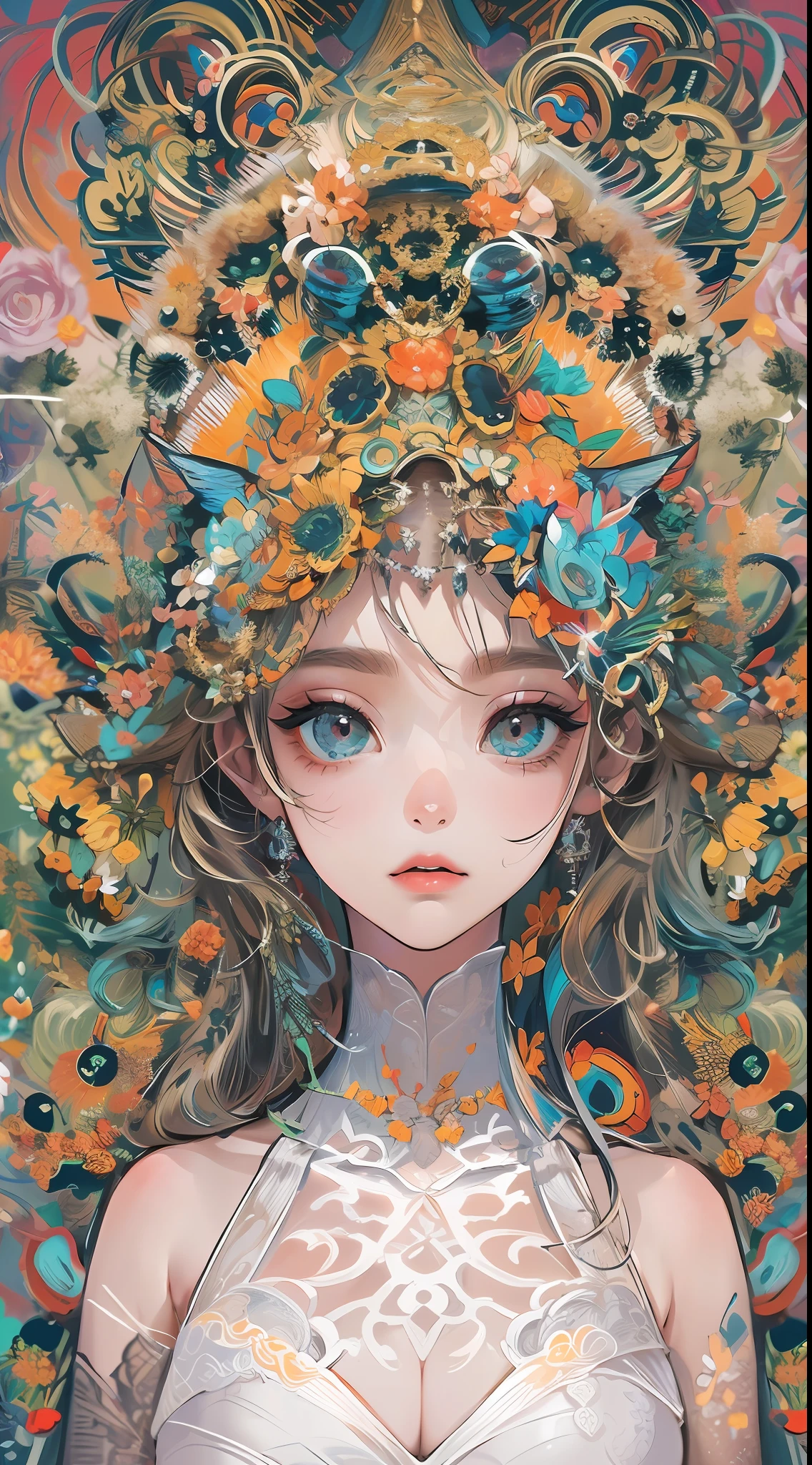 (absurdres, highres, ultra detailed), 1girl, solo, extremely detailed eyes, (official art, beautiful and aesthetic:1.2), (fractal art:1.3), colorful, highest detailed