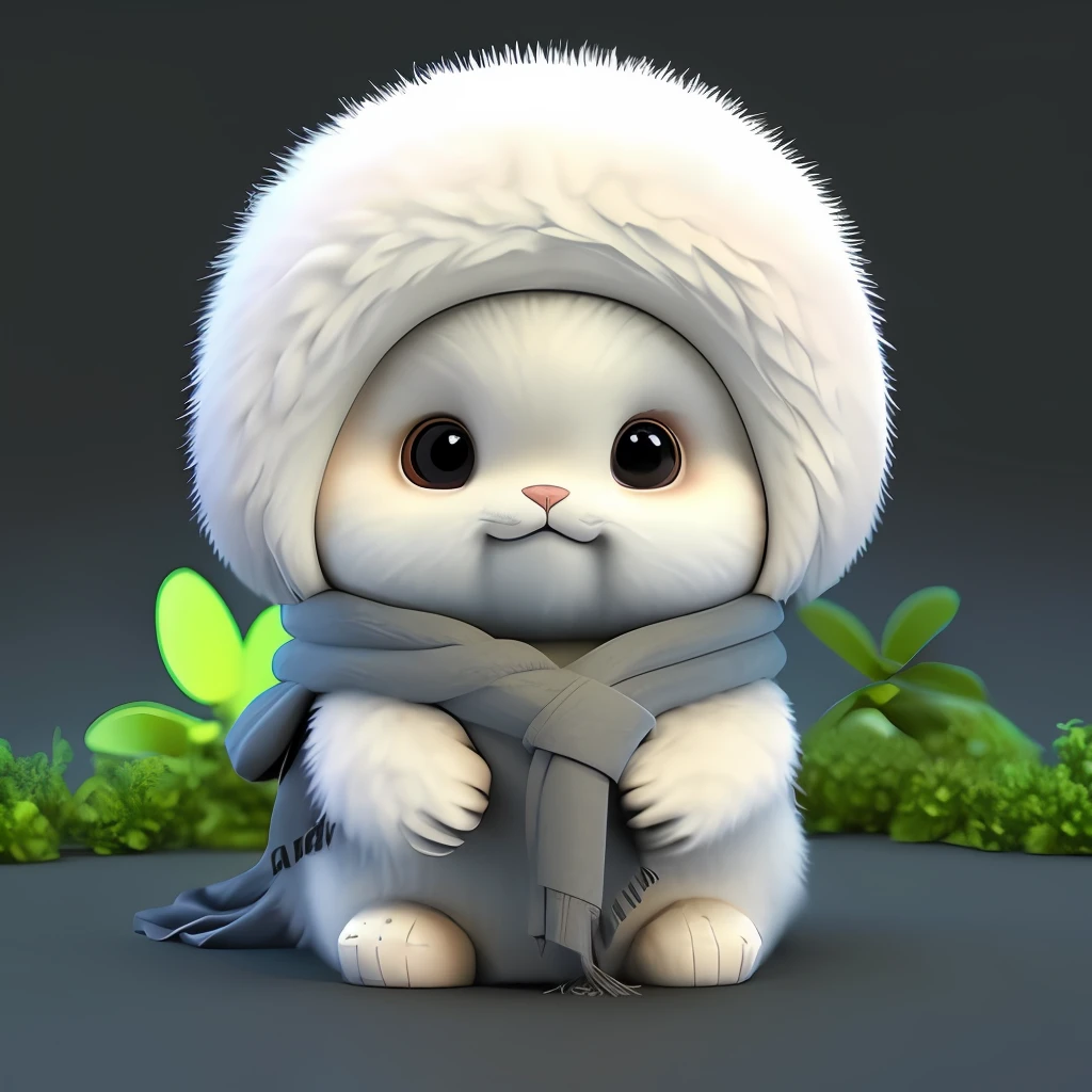 : 3. Coelho, realista, branco , peludo, animal vestindo um pijama