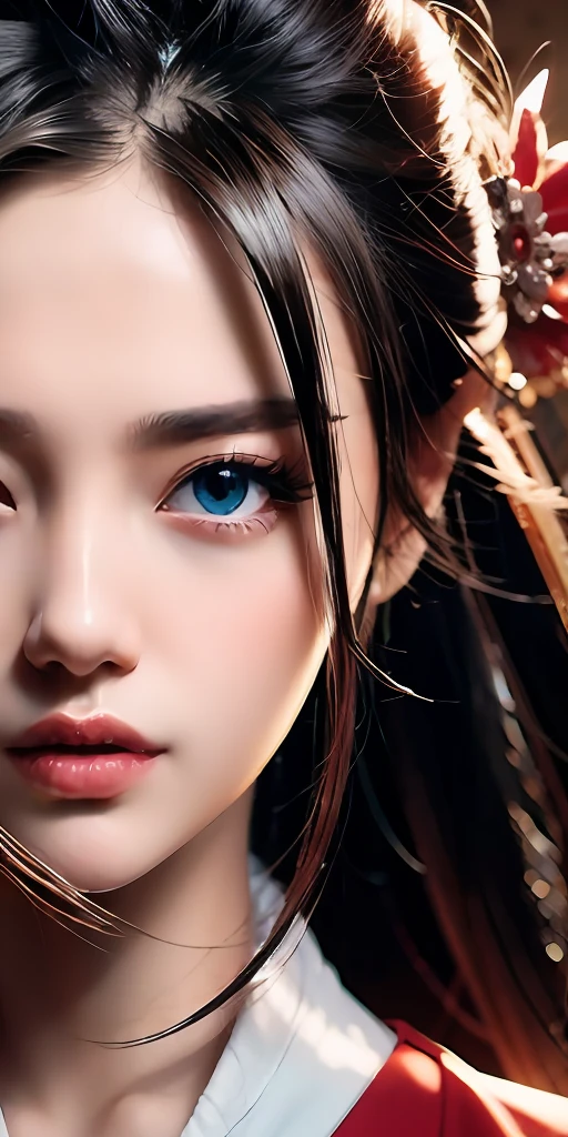 Woman standing in front of camera, full bodyesbian、Hands to mouth、full_Body, breastsout, hanfu, Brown eyes, Stars, Wind, Pose for Art Photo, cluster、elegant portrait, a blond、the wind、Photo Portrait 4K, 50mm portrait, cleavage of the breast, a photography of a beautiful woman, elegant profile pose, 60mm portrait, photo portrait, portrait of a beautiful model, profile pose, fine art portrait photography, Sensual Woman, elegant profile pose,