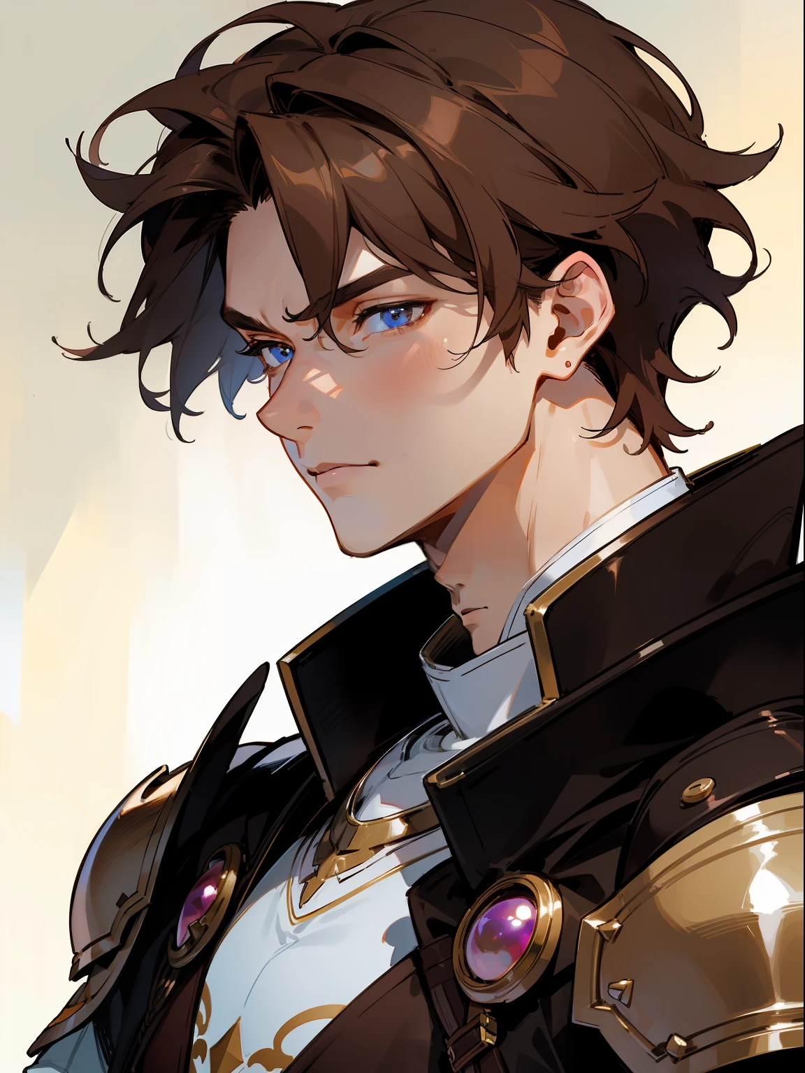 1boy,matured male,beautiful face,handsome man,brown leather armor,brown hair,Ultra Detail,Haig Quality,sketch,Pearl skin,Dynamic Angle,Japan Anime,