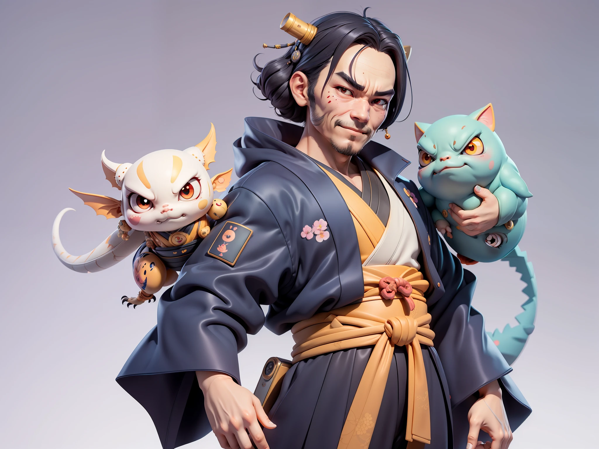 (Daisaku),(Need),(Super meticulous),(full bodyesbian:1.2),Japanese ukiyo-e girl,japanese geisha,Beautiful,Oriental dragon,Aeolian Thor,Raised sexy,爆乳,Oriental face,TV Anchor,Bust portrait illustration,Alone,In black suit,a blue tie,The face is slightly chubby,The face was clean,without a beard,Black super short hair,Black eyes,Smile confidently,3C computer sub-products,iPad, iphone,Digital painting,3D character design by Mark Clairen and Pixar and Hayao Miyazaki and Akira Toriyama,The illustration is a high-definition illustration in 4K resolution,With very detailed facial features and cartoon-style visuals。