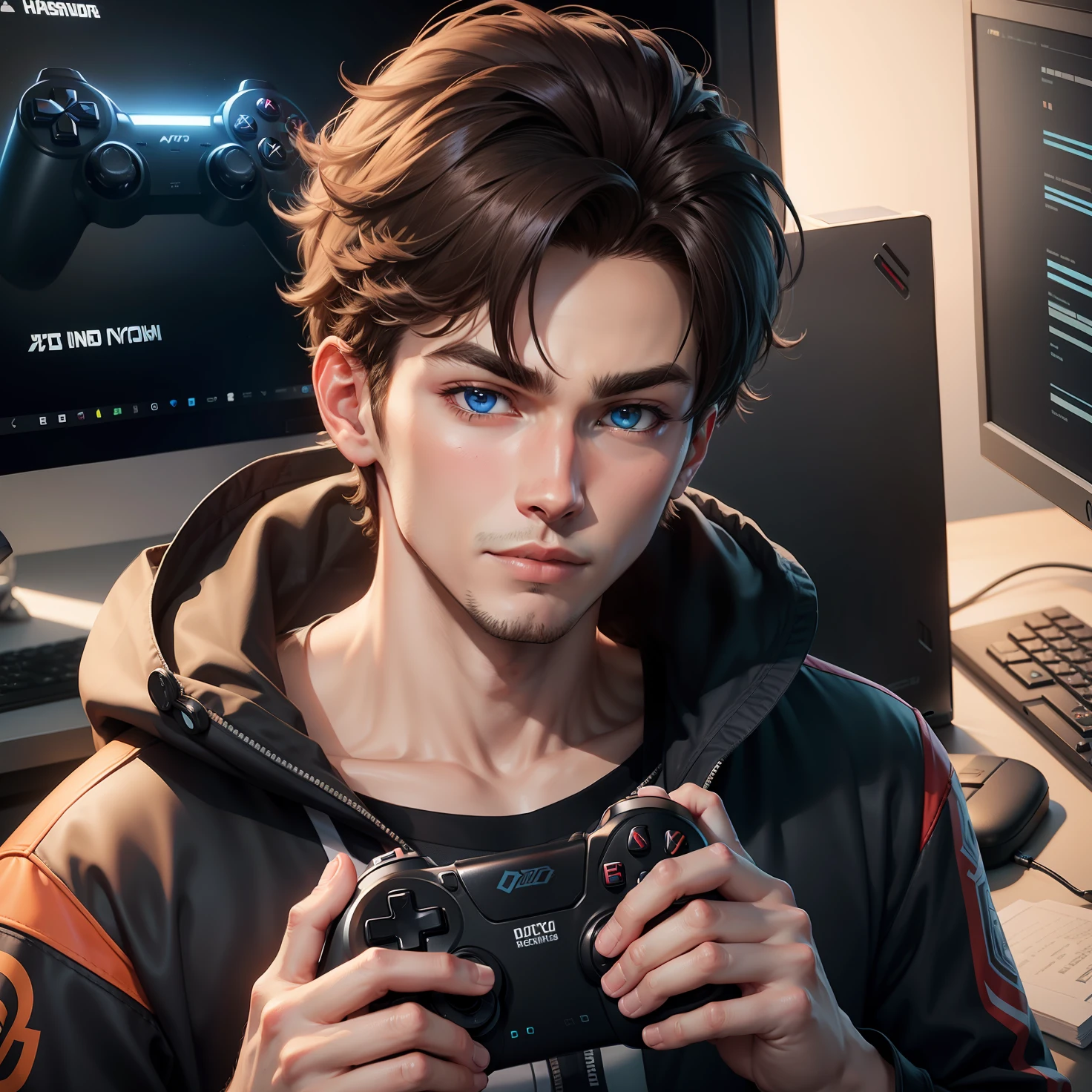 Gaming boy handsome.
