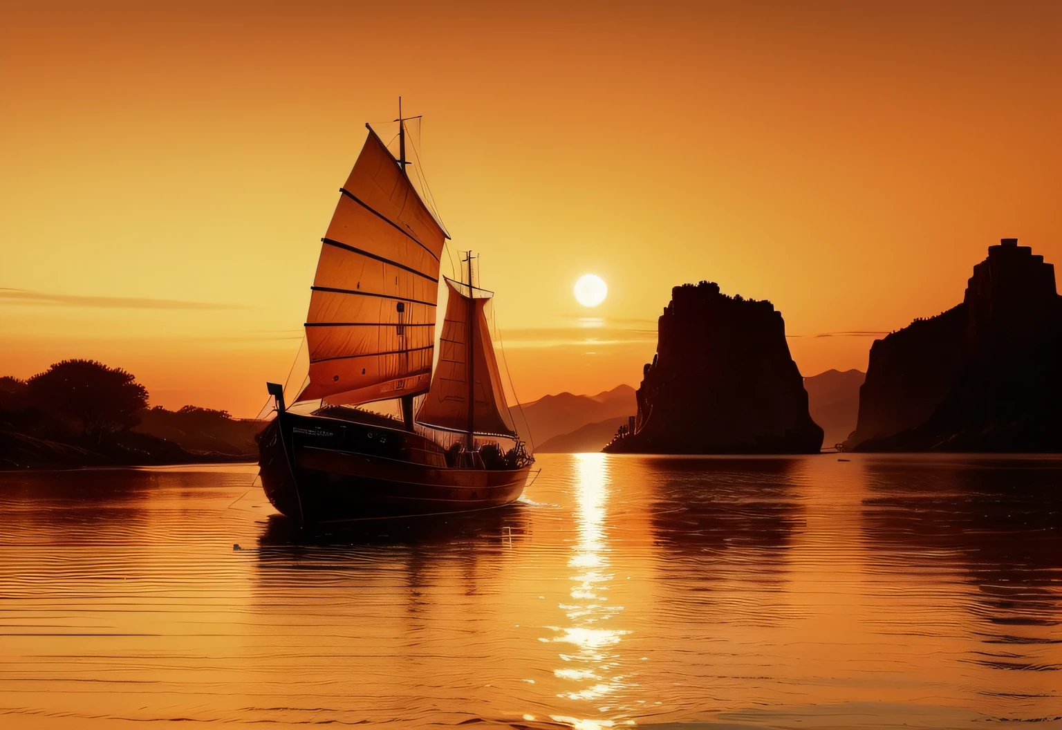 I want the boat to be drawn in line art style, draw the boat with bold lines
