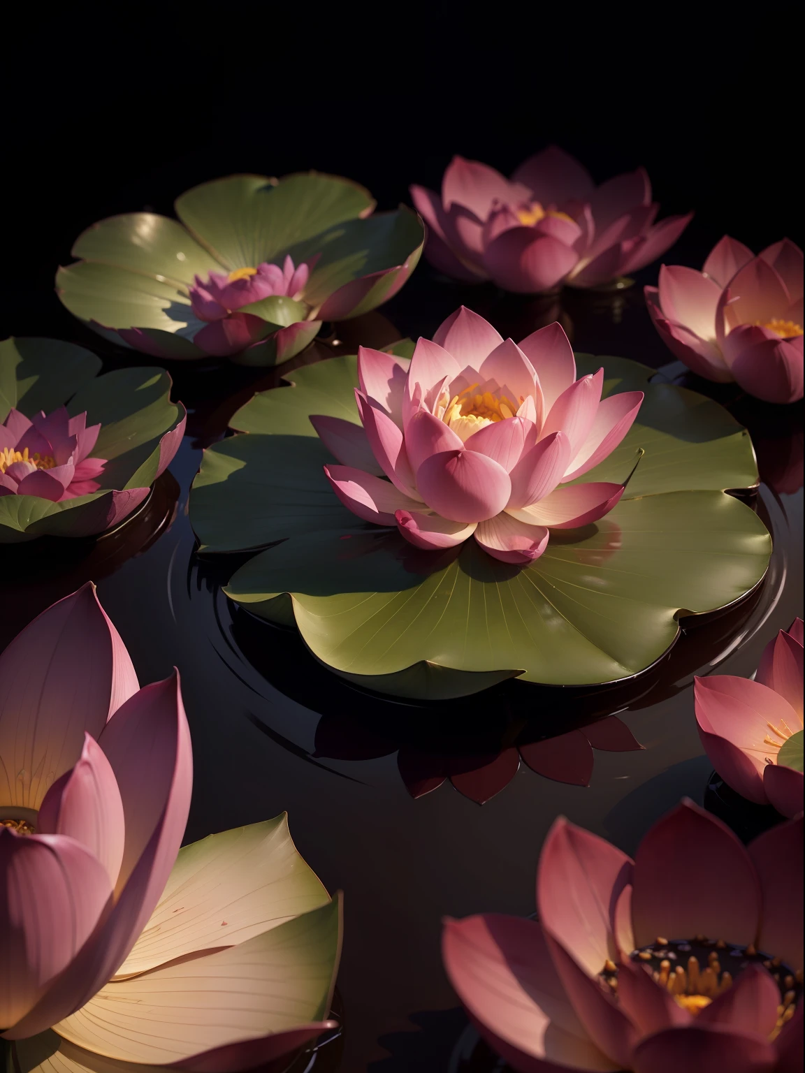 there is a lotus flower that is blooming in the dark, taken with nikon d850, beautiful deep colors, real photo, beautiful deep colours, 100 mm sigma art; f1:1.4; 4k, HDR
