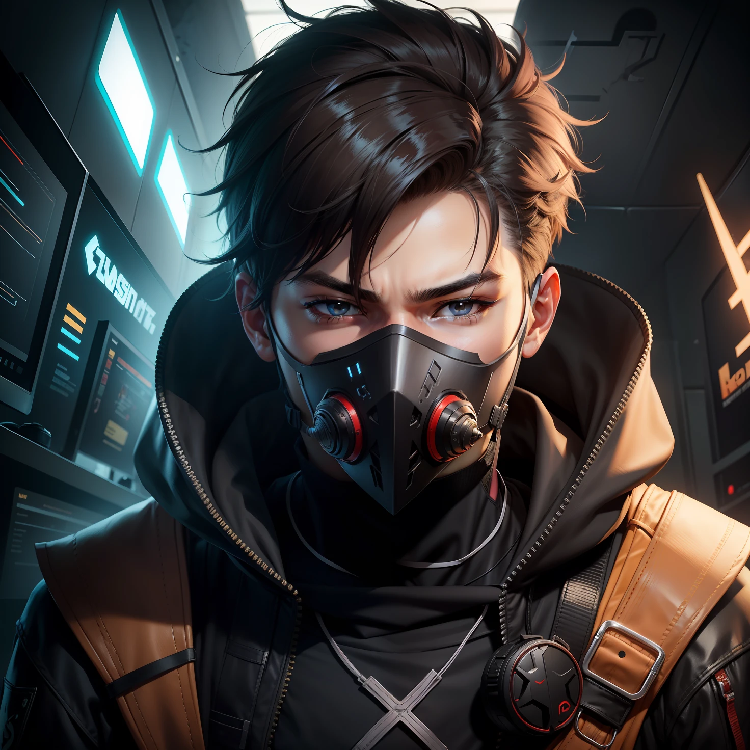 Gaming boy handsome.wearing mask