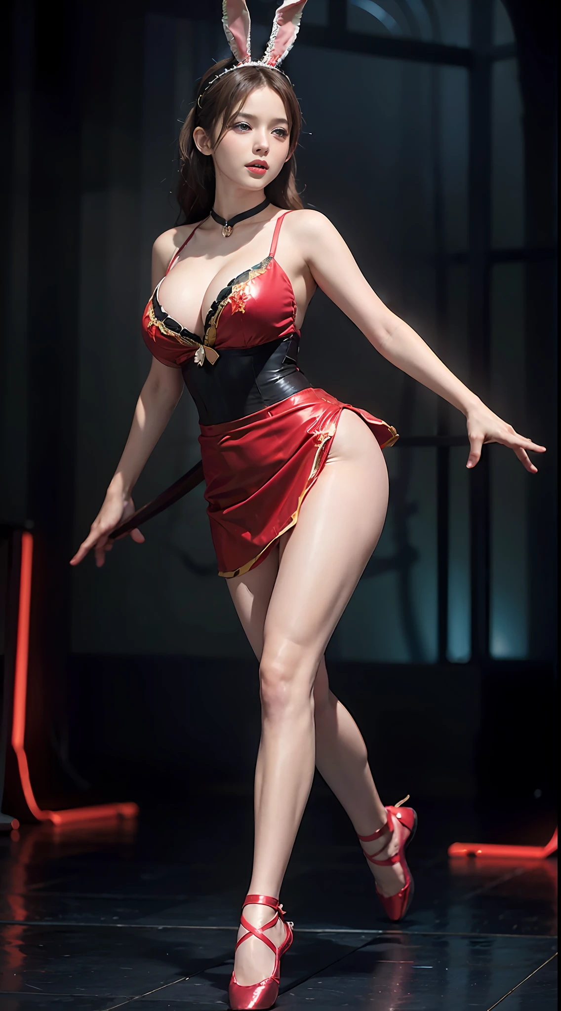 Surrealist women by David Hockney and Alphonse Mucha,Fantasyart,photographrealistic,动态照明,art stations,poster for,huge tit!lamplight,Stage,perform,theater,Volumetriclighting,Tall beauty,body high,Very detailed faces,4 k'',1girll,Stage,low tune,facial closeups,(Red ballet costume,samba,Ballet costumes,ballet dance,Miniskirt bunny girl headdress,cleavage:1.4), updo hair,lots of people,Redlip,ssmile,low chest,deep v big breasts,huge tit,Raised sexy,Bigchest,Large breasts,Breast swelling,Raised chest,blackstockings,Breasts are plump,crisp breasts,A plump chest,the breasts are large,Seductive expressions,Wear earrings,The skirt floated,Hair flowing up,Fairy under fan,wearing a choker,Wear a bracelet,The stands up,standing on your feet,long leges,blackstockings,Wet all over,Moisturizes the whole body,huge tit,Red lips,Curvy beauty,Female beauty,stocklings,gigantic cleavage breasts,black lence stockings,slenderlegs,Hot dance,ballet dance,Ballerina,full bodyesbian,beautifullegs,Dance,gracefulness,soft,softness,samba,samba,Noble,Rich,largeeyes,eye shadows,Long legs,beautifullegs,Thin leg,split,splitting legs,Dance,Dancer,split,Aerial capture,Jump up,Suspended in the air,Dancing in the air,The legs are long,Skirt bottom,Curvy beauty