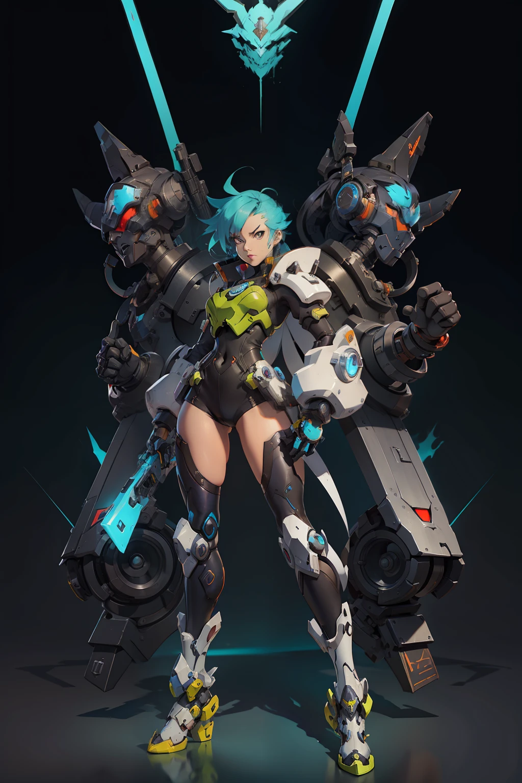 Wearing robot clothing, official character art, Character artwork, Guilty Gear strives to splash art, guilty gear strive graphics, ( ( concept art of character ) ), hyper concept art, as an overwatch character, mechanized witch girl, full body concept, new character, guilty gear art direction, Main character, overwatch character concept art, as an overwatch character