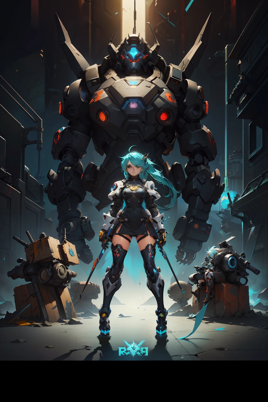 Wearing robot clothing, official character art, Character artwork, Guilty Gear strives to splash art, guilty gear strive graphics, ( ( concept art of character ) ), hyper concept art, as an overwatch character, mechanized witch girl, full body concept, new character, guilty gear art direction, Main character, overwatch character concept art, as an overwatch character