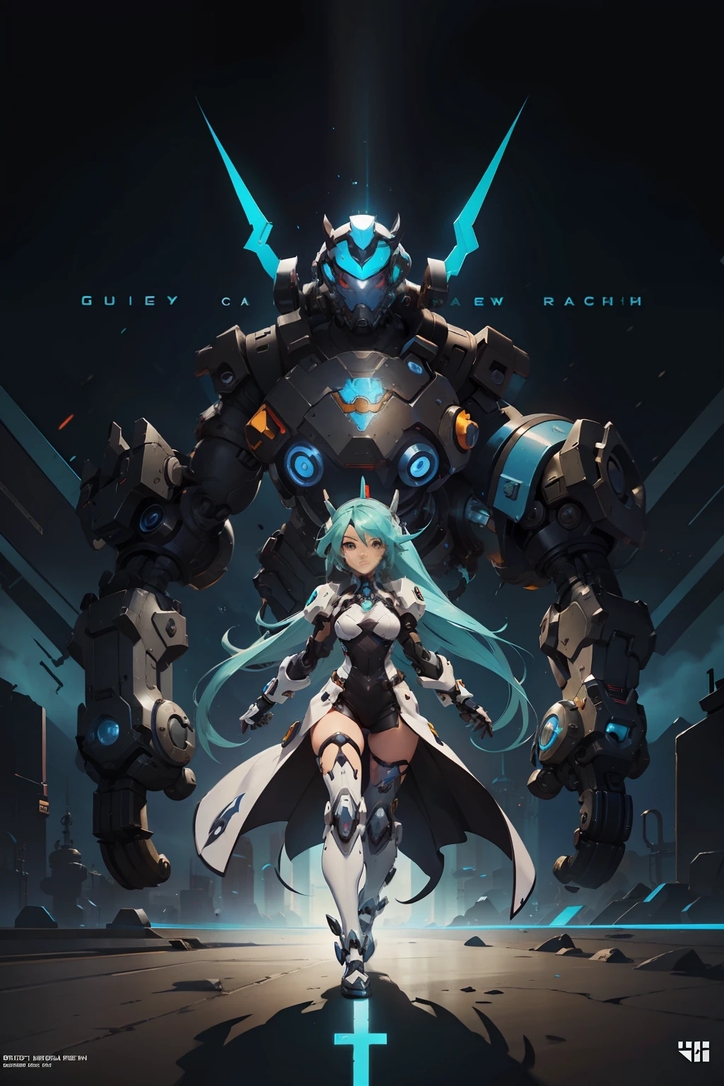 Wearing robot clothing, official character art, Character artwork, Guilty Gear strives to splash art, guilty gear strive graphics, ( ( concept art of character ) ), hyper concept art, as an overwatch character, mechanized witch girl, full body concept, new character, guilty gear art direction, Main character, overwatch character concept art, as an overwatch character