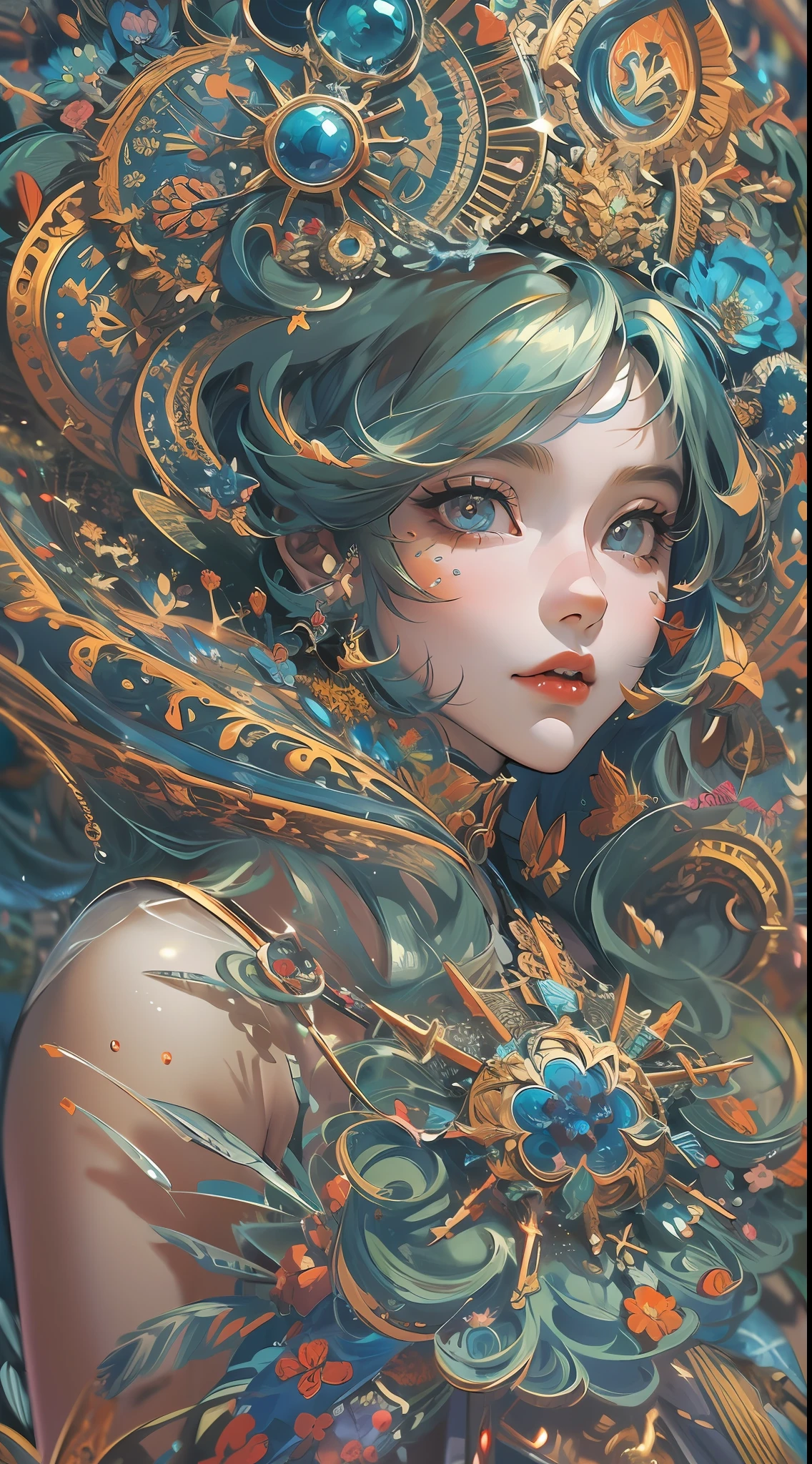 (masterpiece, top quality, best quality, official art, beautiful and aesthetic:1.2), (1girl), extreme detailed,(fractal art:1.3),colorful,highest detailed