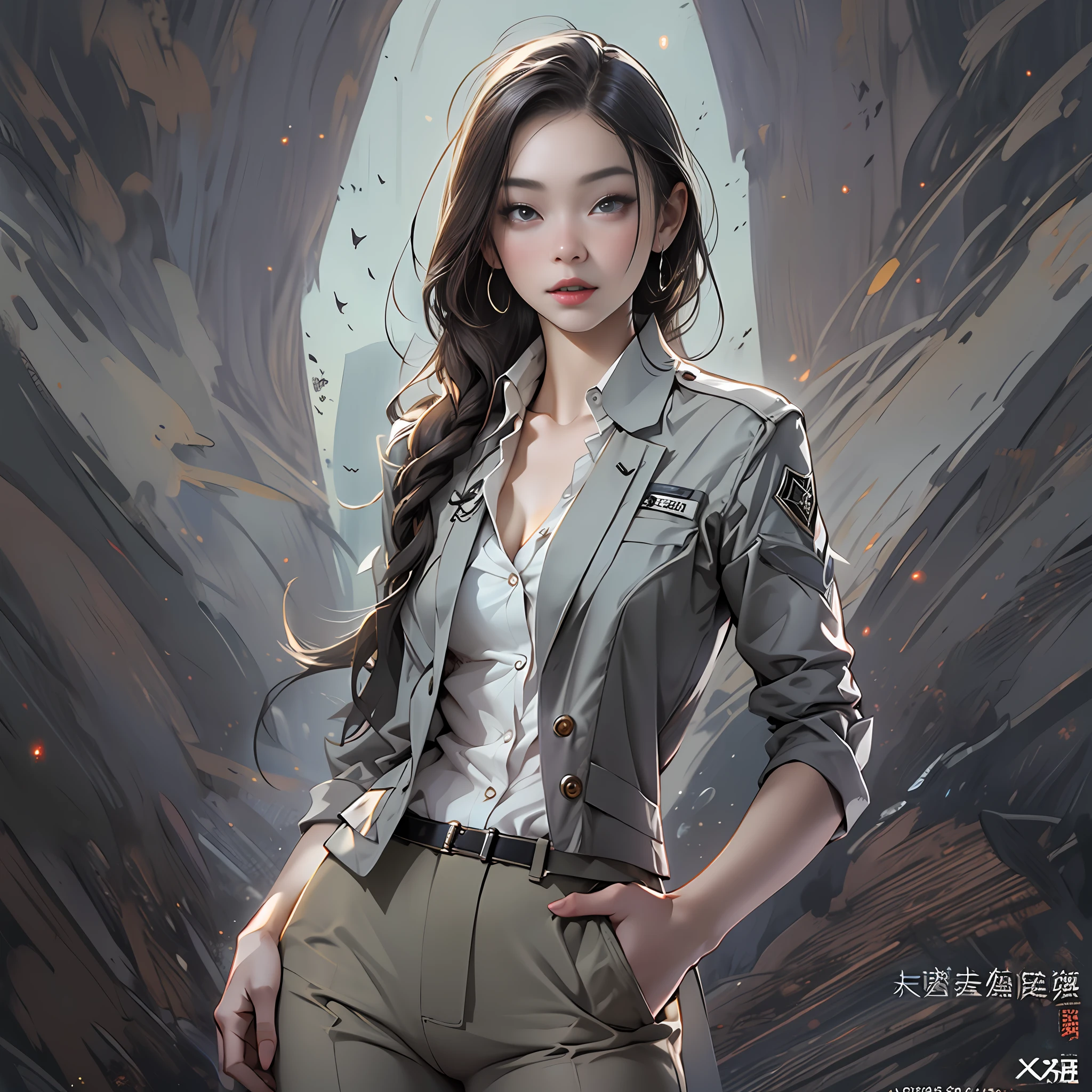 A young and beautiful female agent,Face the lens,Hand your business card forward,in the style of the stars art group xing xing, 32k, best quality, masterpiece, super detail, high details