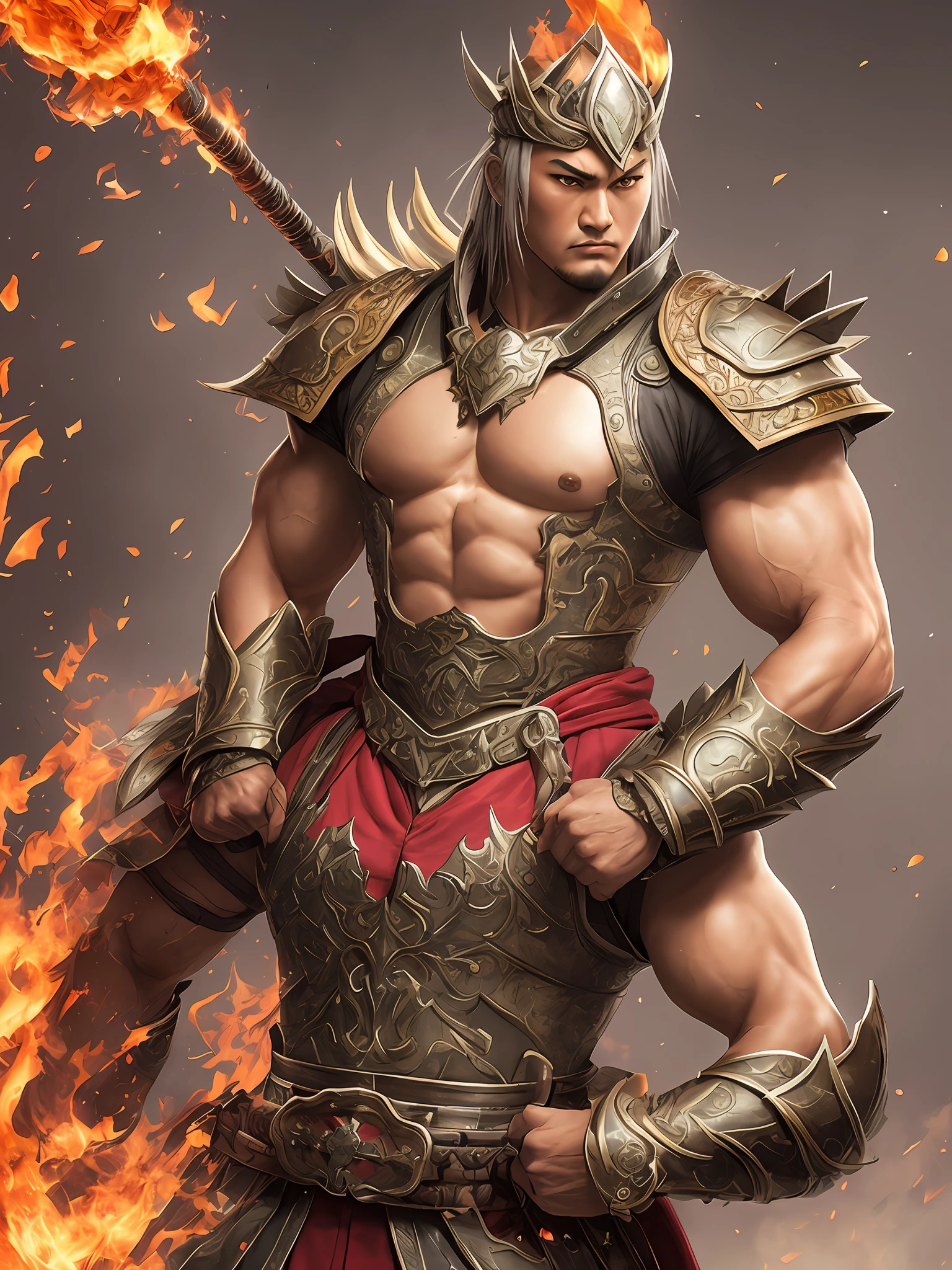 Shogun,ember,年轻,Handsome,musculature,armor