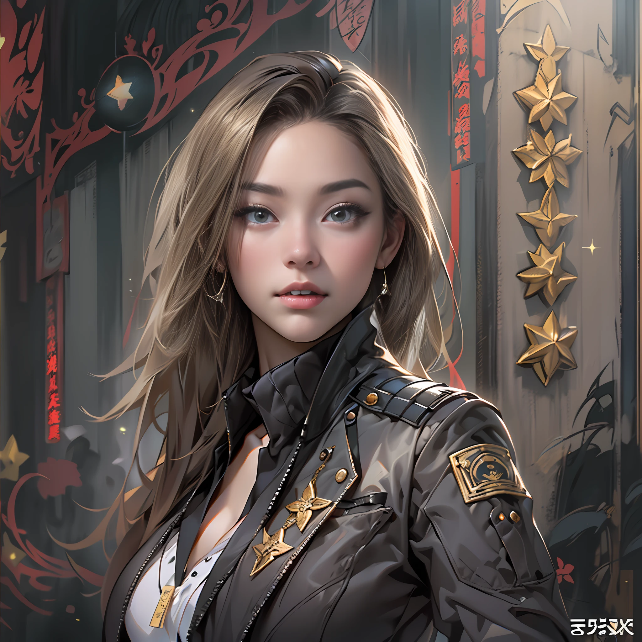 Young and beautiful female agent,Face the lens,Pass your business card forward,in the style of the stars art group xing xing, 32K, Best quality, Masterpiece, Super detail, High details