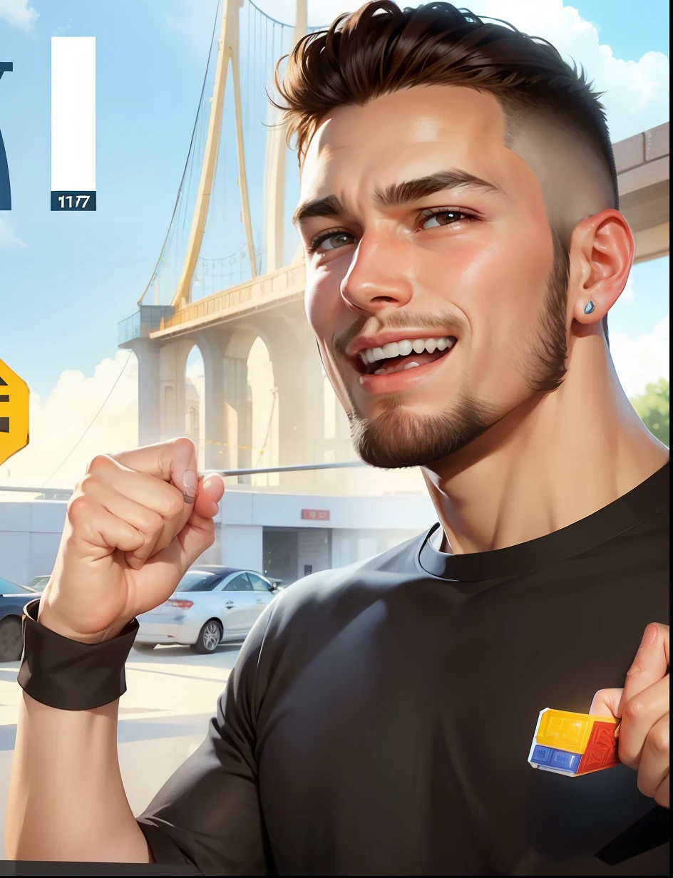 17 year boy excited to play a game realistic face