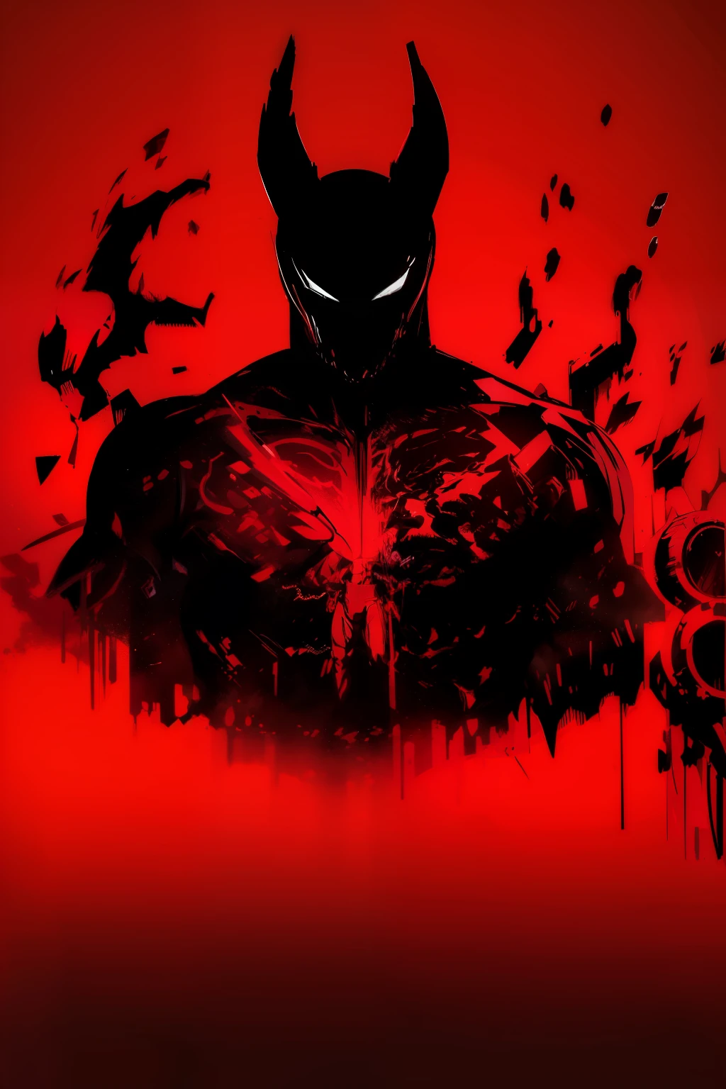 (Best quality, masterpiece1.2), Silhouette of a muscular man without colors, HD, fond feu