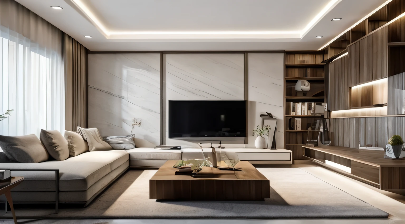 (Obra-prima), (Alta Qualidade), Melhor Qualidade de Imagem, (Real), (Realista), Super Detalhado, (Detalhe Completo), (4K), 8K, modern furniture, Interior, biblioteca