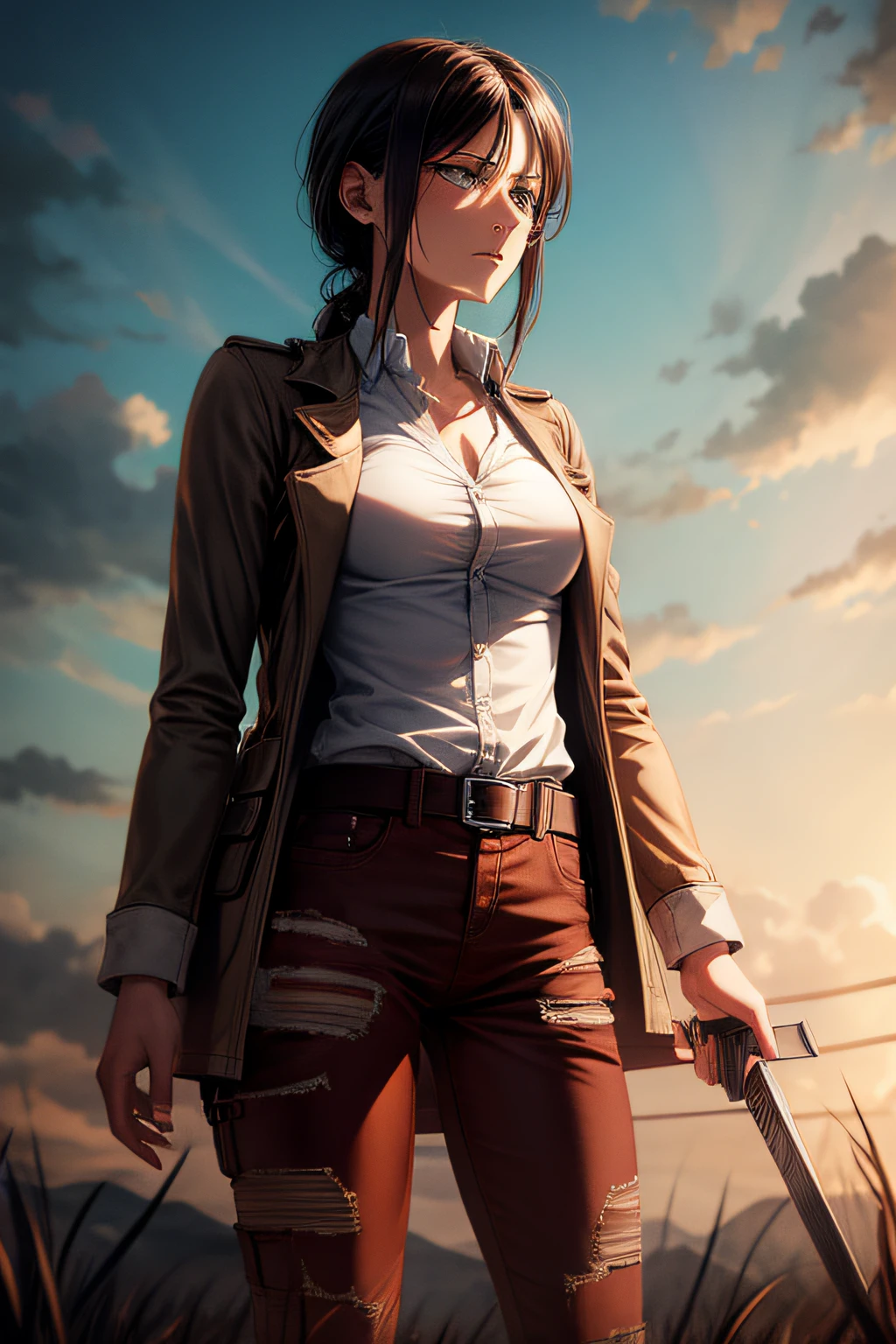 Pieck Finger \(Attack on Titan\), best quality, ultra detailed, 1girl, alone, Standing, medium breasts,