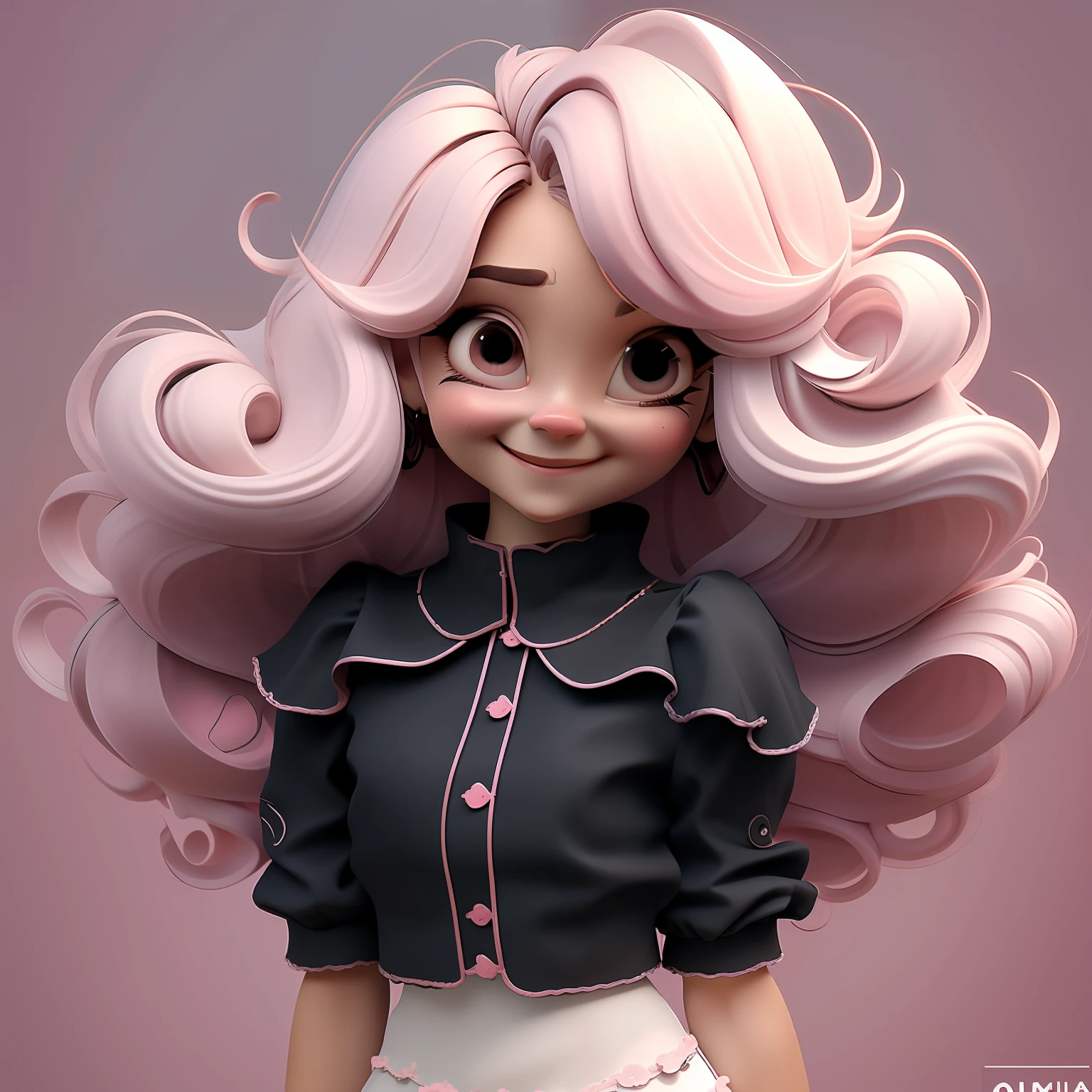 1menina, cabelo longo, olhos azuis, brincos, joias, solo, saia, olhando para o espectador, corpo completo inteiro, cabelo rosa, sorriso, cabelo muito longo, ornamento de cabelo estrela, jaqueta, labia, fundo simples