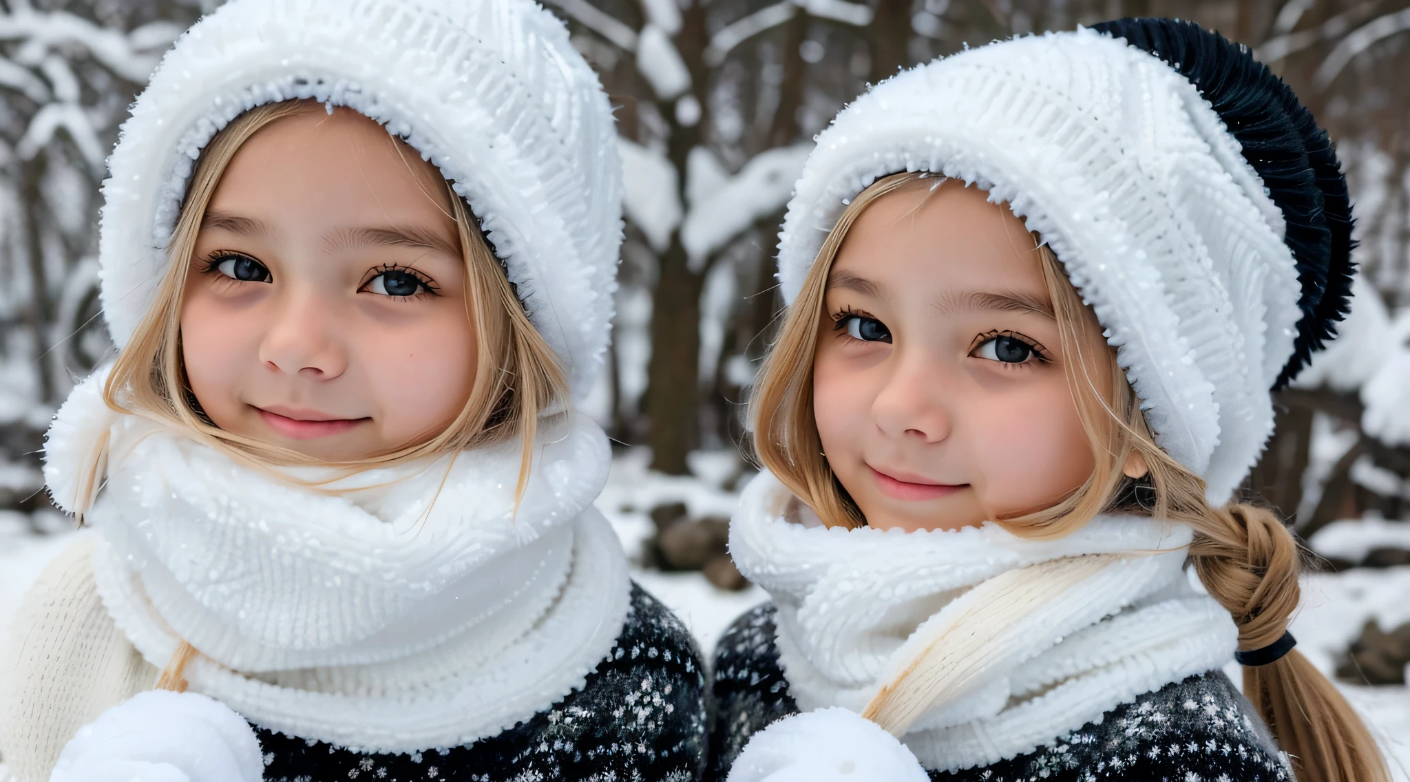 GIRL BLONDE CHILD with long hair wearing BLACK sweater and WHITE ear warmers, sonolento, wearing fluffy black scarf, doente com um frio, frio, , um frio, franja fofa, com pele fofa branca, orelhas, sonolento rosto modelo de moda, triste, twintails white_gloves, pele fofinha, adolescente, noites frias congelantes, inverno frio, orelhas pretas
