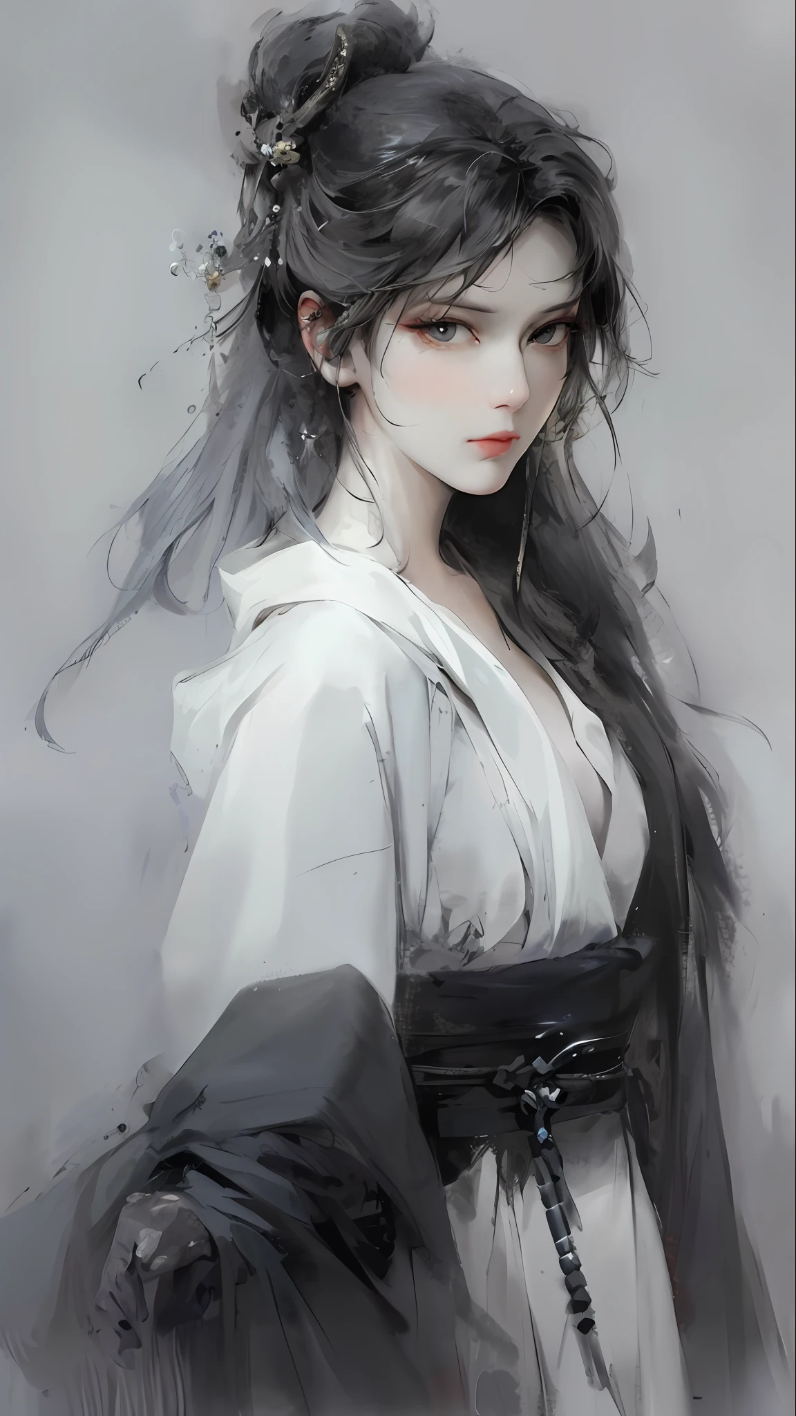 a close up of a woman with white hair and a white mask, beautiful character painting, guweiz, artwork in the style of guweiz, white haired deity, by Yang J, epic exquisite character art, stunning character art, by Fan Qi, by Wuzhun Shifan, guweiz on pixiv artstation