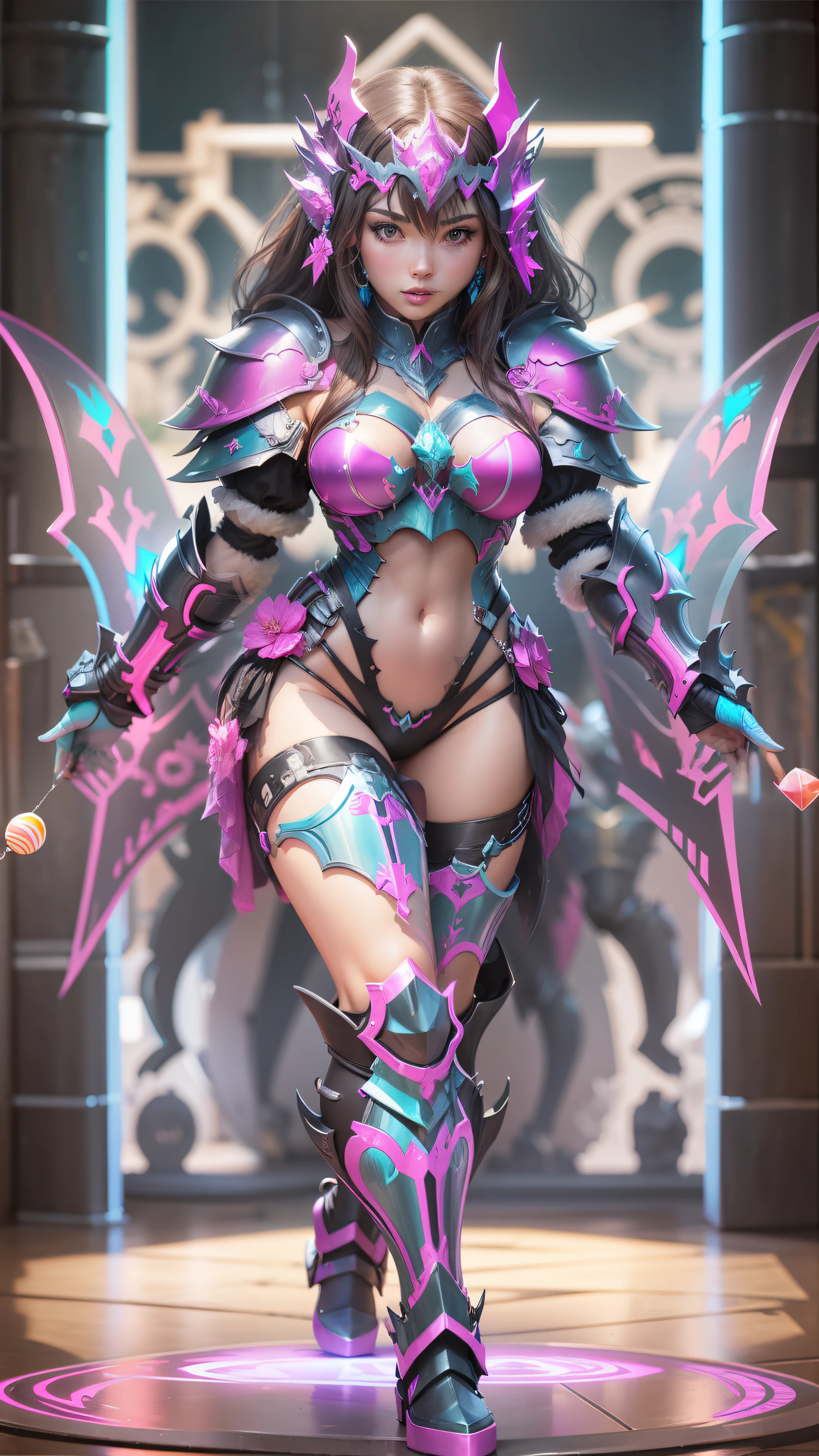 Hot Sexy Girl wear Tungsten Bikini Armor with Candy Aura, Full Body