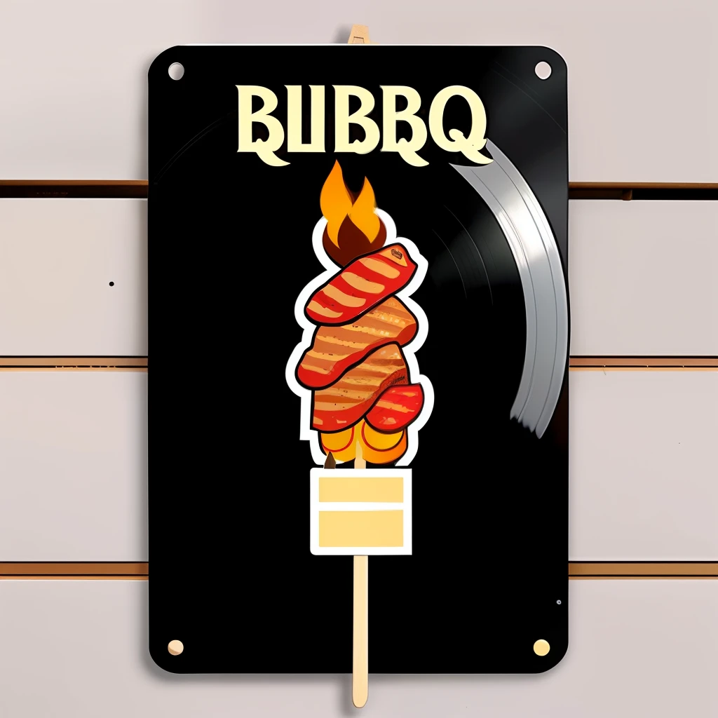 Modern BBQ skewer vinyl sign