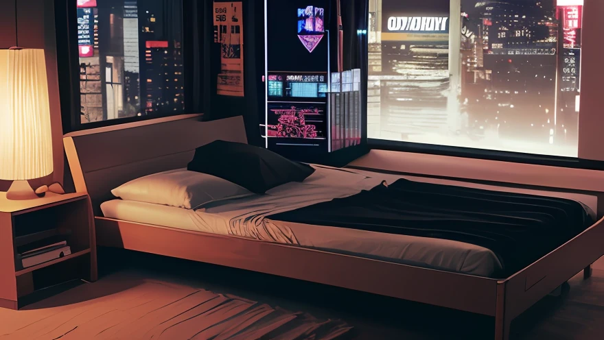 (Melhor qualidade) 8k, 32k, obra-prima, UHD: 1.2)corpo perfeito,sexy,1garota,mulher,Asian,21anos, franja, rosto detalhado,(alta qualidade) (fotorrealista)(local: Cyberpunk) Cidade Noturna, (olhando para o espectador) (corpo perfeito) ( corpo inteiro)sorriso,cyberpunk, scenecy: noite,(cyberpunk Room) ( DETAILS ) (Sem calcinha) Cyberpunk bed, pose sexy, bed, cyberpunk Room, Luz neon, neon lighting, Espectador encima, Quarto futurista,