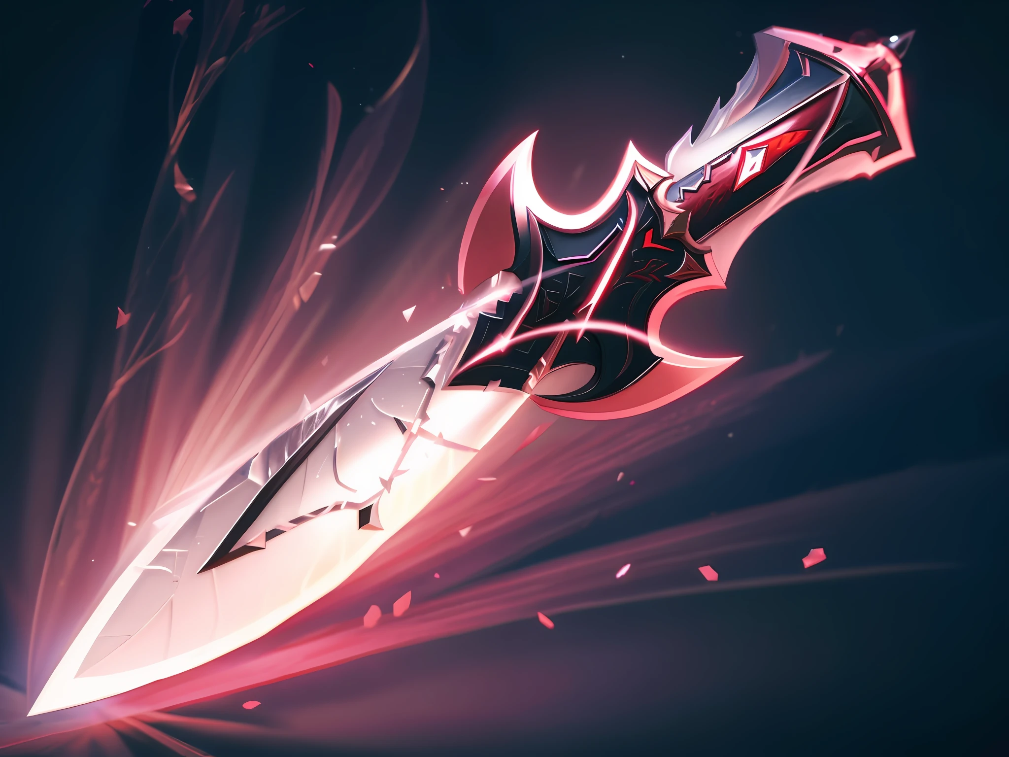 A close-up of a sword，A red light is emitted from it, Fantasy Blade, epic fantasy weapon art, war blade weapon, beautiful sword, black and red fantasy sword, 8k hd wallpaperjpeg artifact, 8k hd wallpaperjpeg artifact, intricate fantasy spear, fantasy sword of warrior, fantasy sword, fantasy rpg weapon art, style of ghost blade