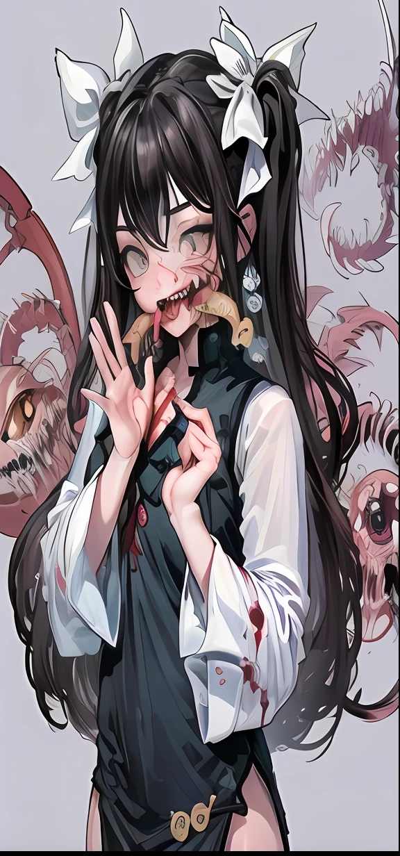 Anime girl with creepy face and creepy monster-like body, Anime monster girl, Horror!! Highly detailed, Detailed digital anime art, clean and meticulous anime art, anime moe art style, detailed anime art, demon anime girl, Detailed anime artwork, anime illustration, yandere intricate, junji ito 4 k, , Digital anime illustration, ahegao,ultraclear