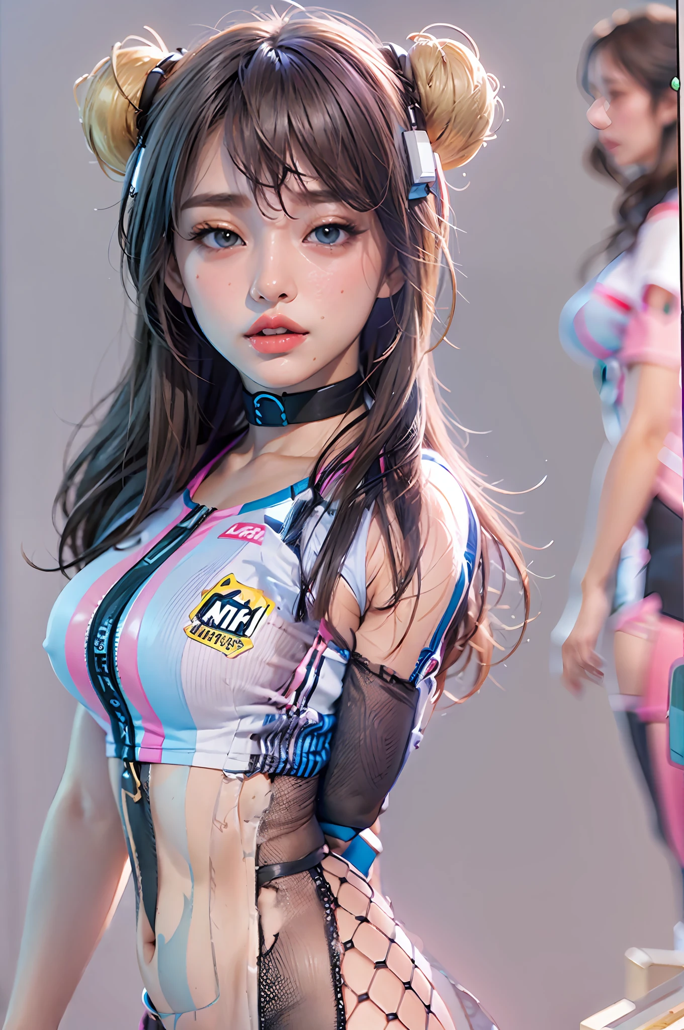 Remove this part, replace it with the skin from the girl and a very tiny piece of fabric