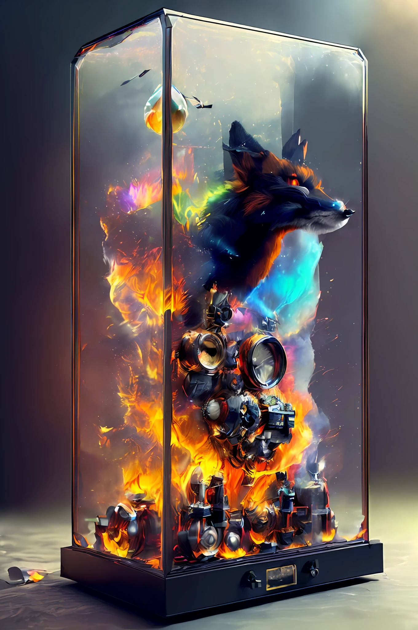 Knollingcase, ((Fire Fox)), (((The vibrant, photo-realistic, realisti, dramatic, sharp-focus, 8K)))