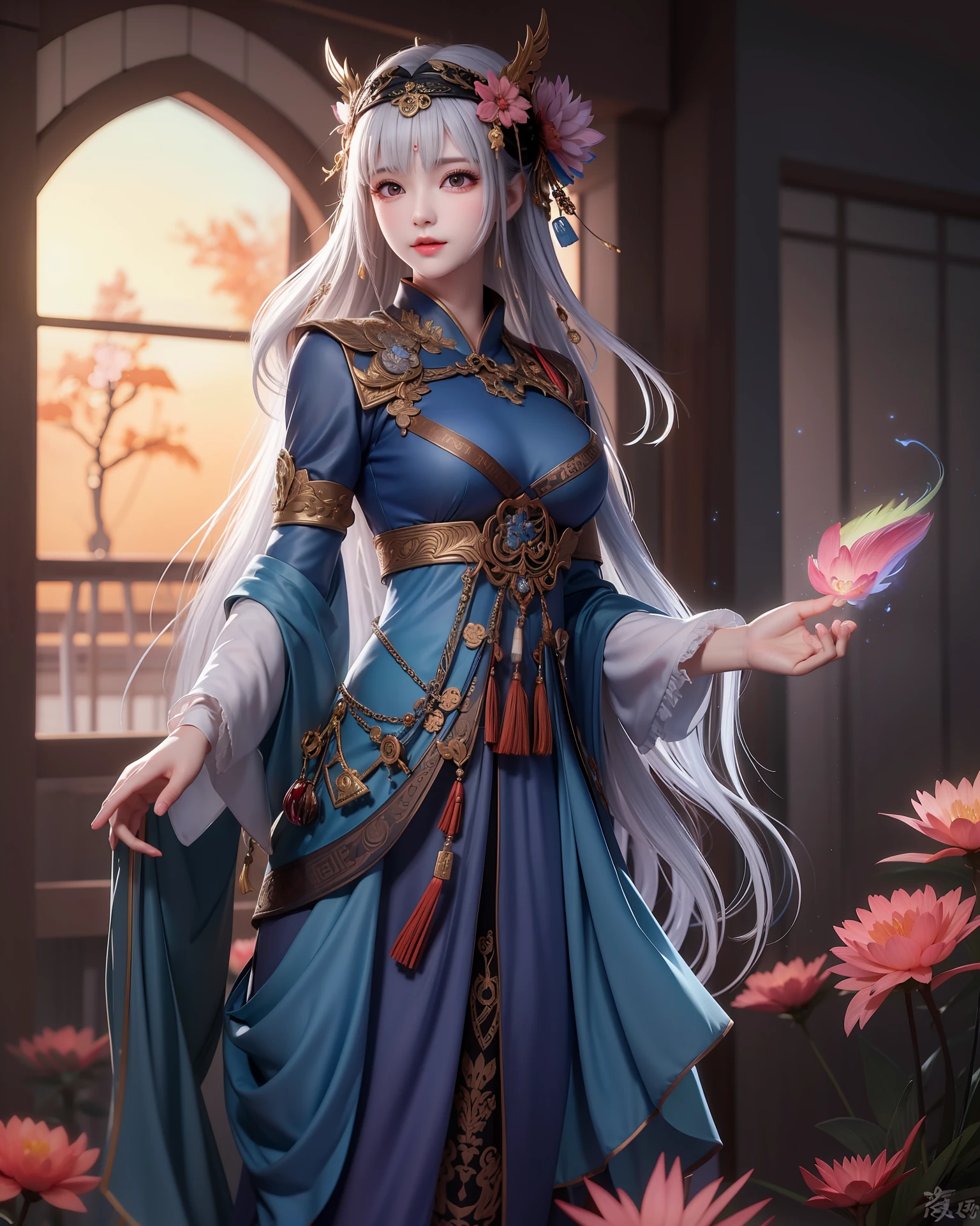 Taoist robes,blue flame,k hd,horse tailed,Tall