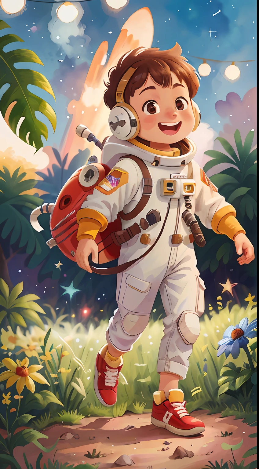 Astronaut, rocket, outer space, smile, Watercolor, full body view, perfect quality, (masterpiece: 1.2) (Bokeh background) (Best quality) (Detailed Skin: 1.3) (Intricate Details) (8K) (Detail Eyes) (Sharp Focus), (Happy), best lighting