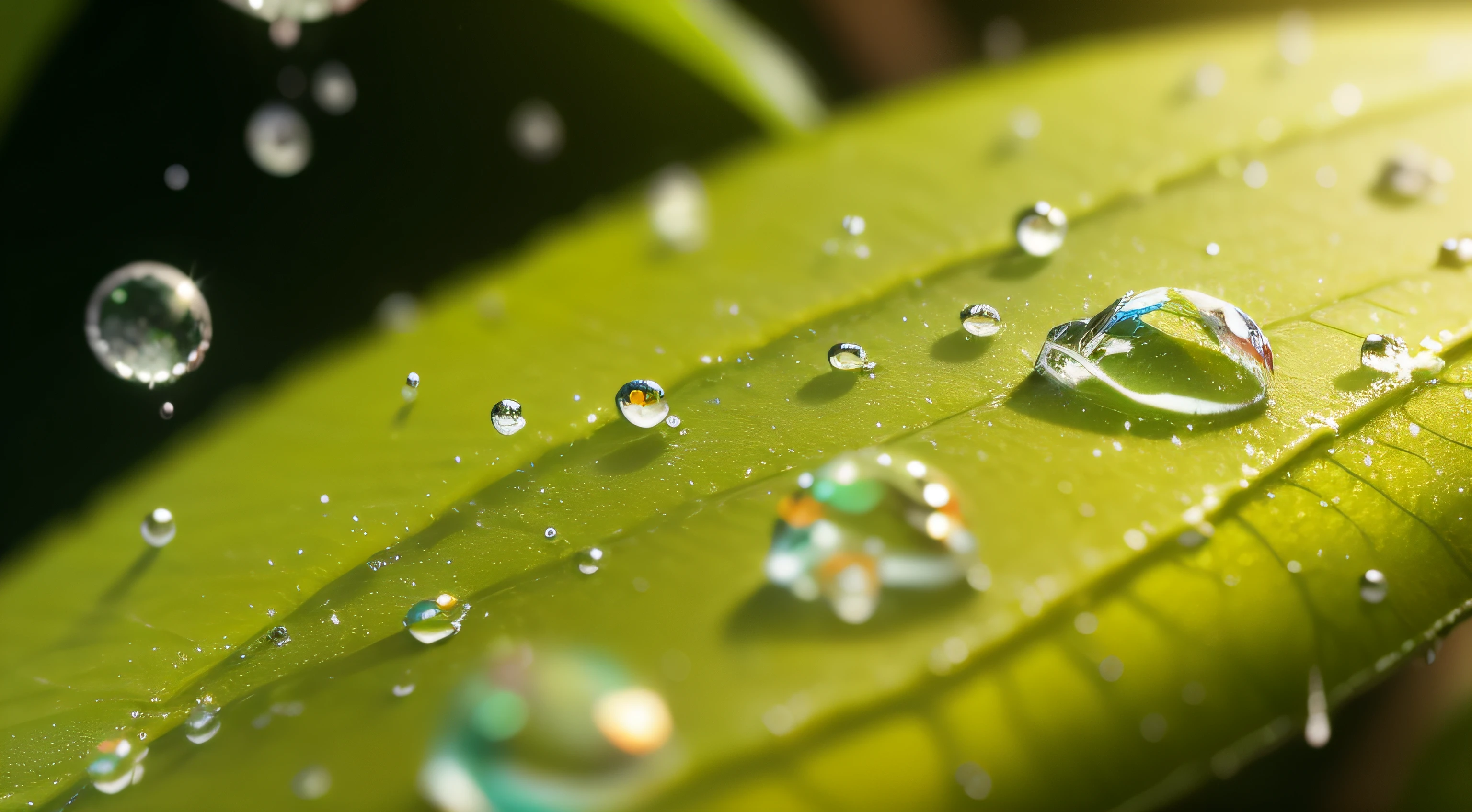 Water droplets macro on leaf water