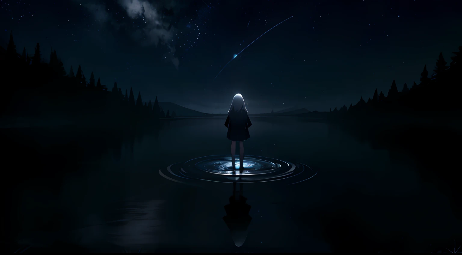 Abyss,darkly,no light,Reflecting the stars