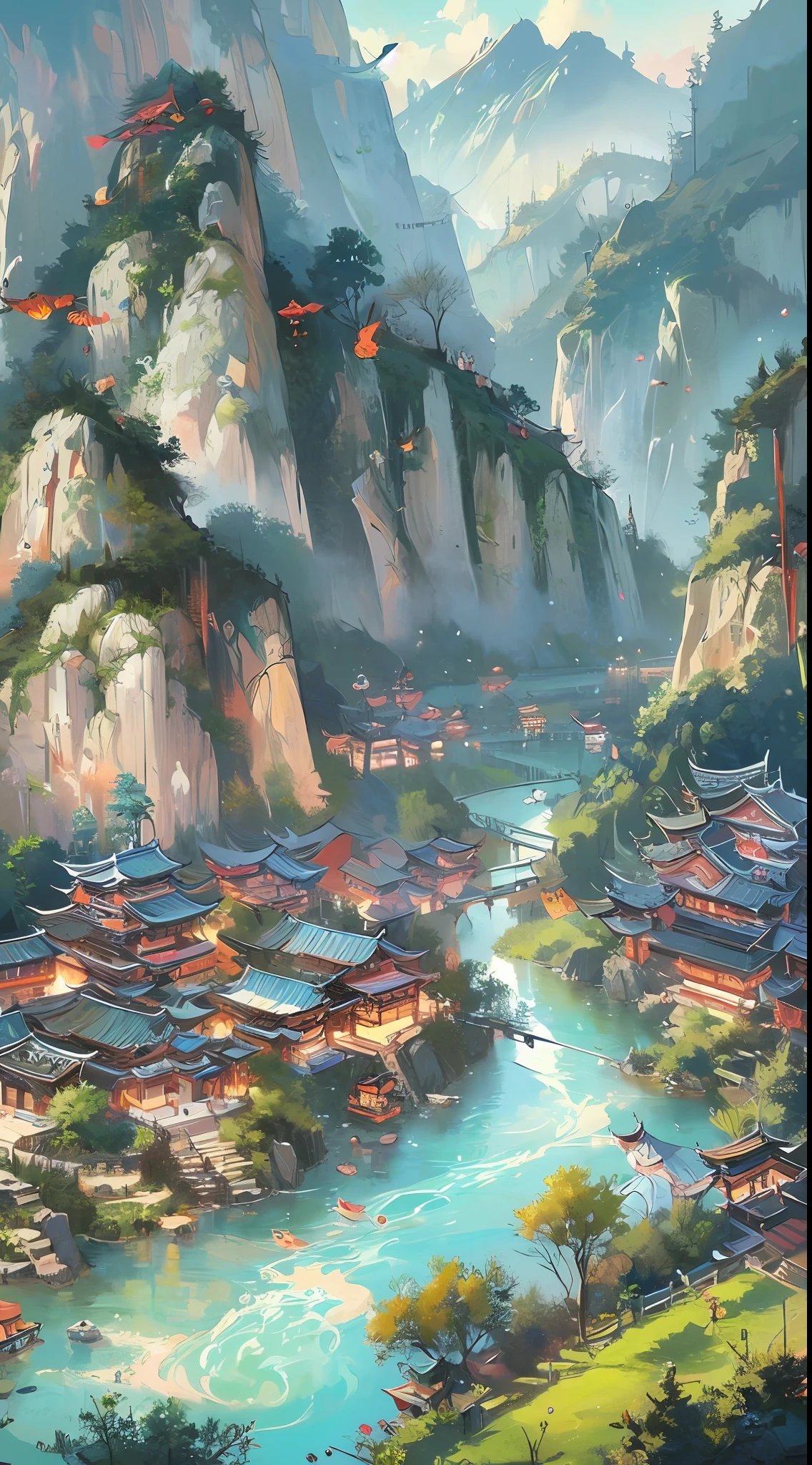 The best quality, masterpiece, koryos, ink bisim, vu changshuo, bonian, real banqiao, badasan people,
mountain horizon, river, forest, village,