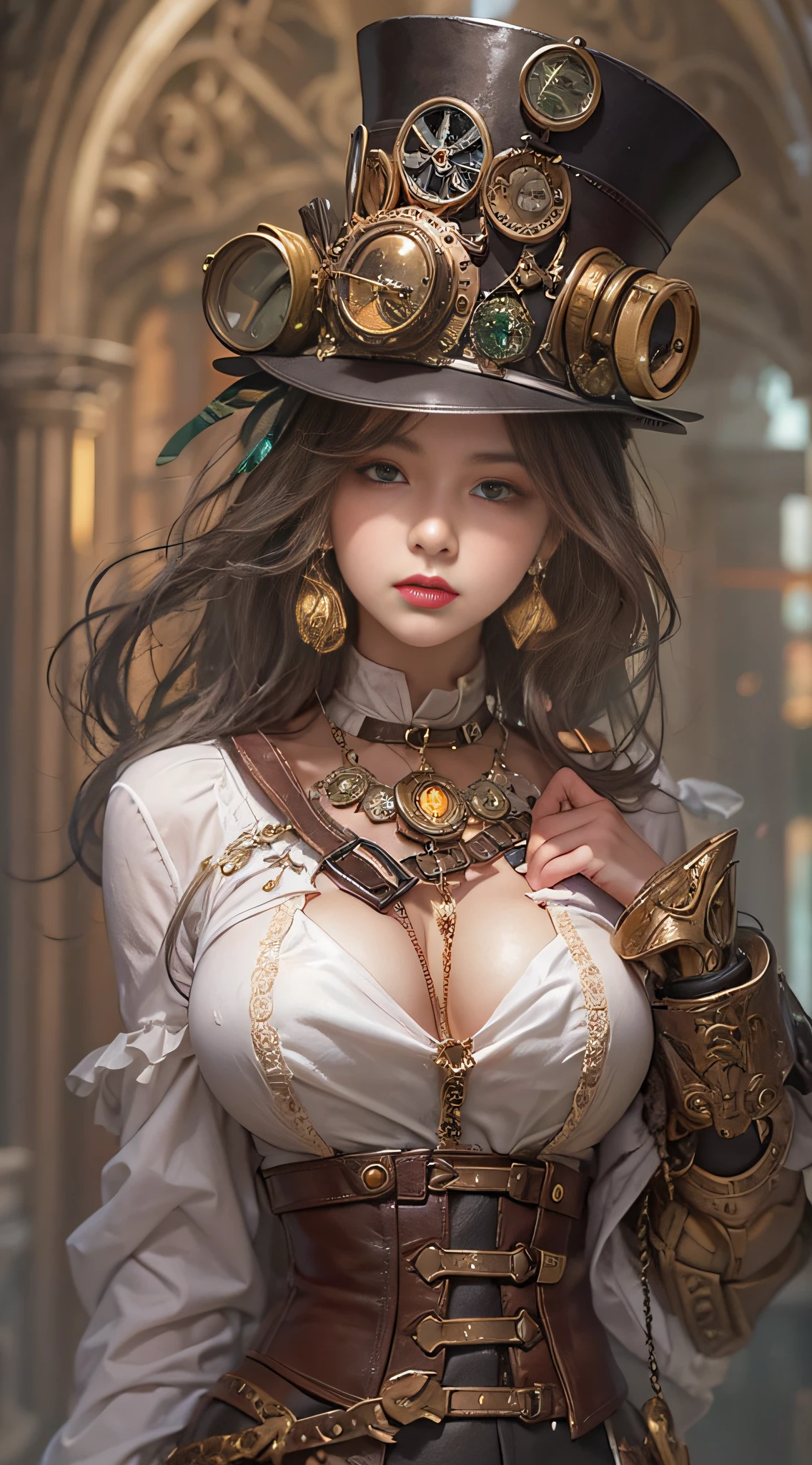 Lady of Alafed – Steampunk costume and hat pose, steampunk beautiful anime woman, by Yang J, guweiz on artstation pixiv, Stunning character art, cushart krenz key art feminine, fantasy outfit, guweiz on pixiv artstation, chengwei pan on artstation, style of wlop