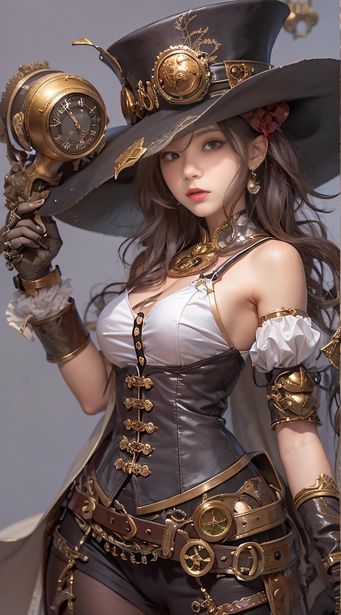 Lady of Alafed – Steampunk costume and hat pose, steampunk beautiful anime woman, by Yang J, guweiz on artstation pixiv, Stunning character art, cushart krenz key art feminine, fantasy outfit, guweiz on pixiv artstation, chengwei pan on artstation, style of wlop