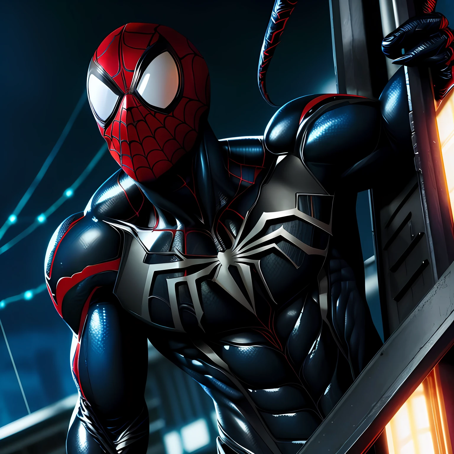 Venom Spider-Man Black,4K quality。