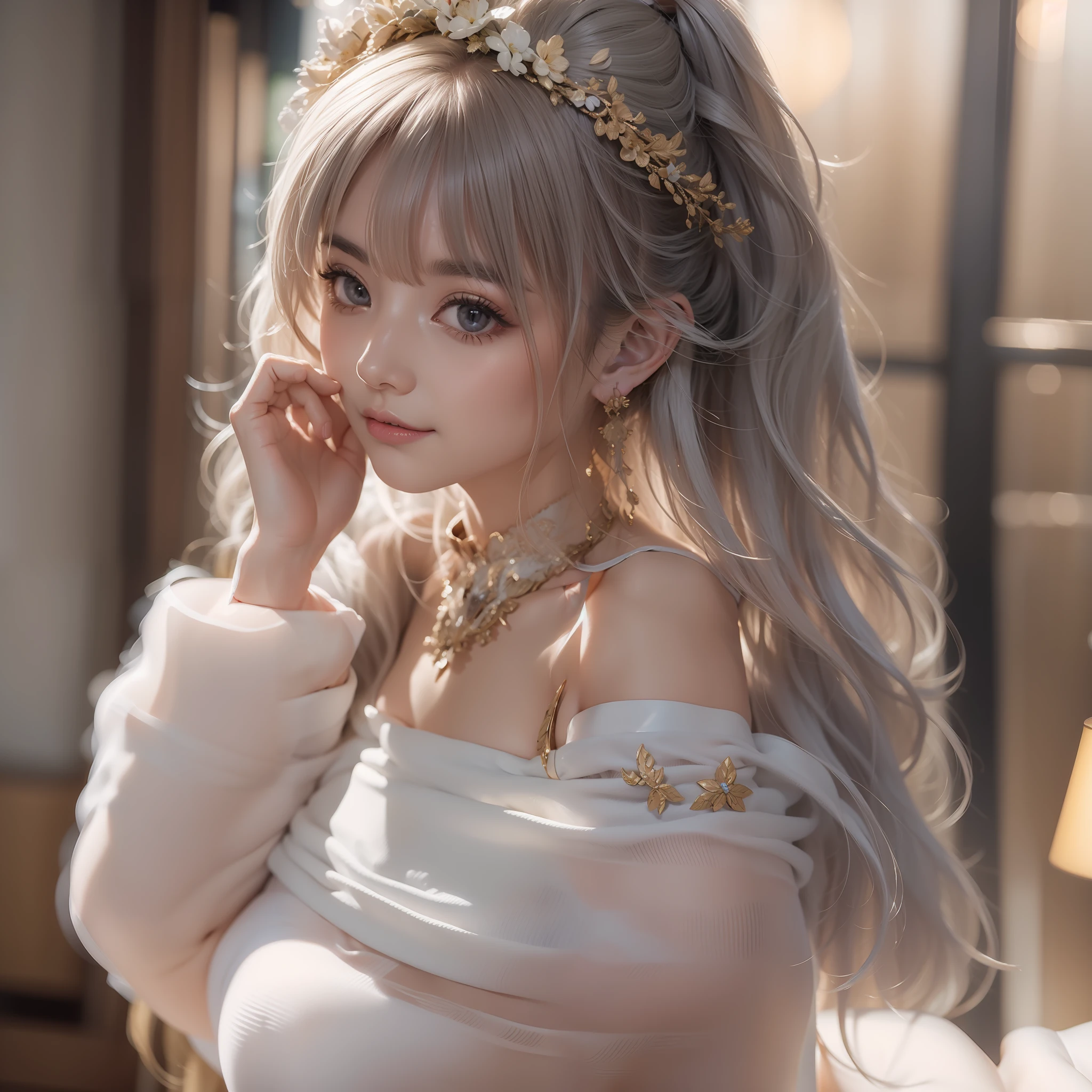 Best quality、tmasterpiece、A high resolution、1girl、Porcelain dress、hair adornments、choker necklace、jewely、pretty face、Physically、Tyndall effect、realisticlying、Shadow Studio、edge lit、bicolor lighting、(highdetailskin:1.2)、8k UHD、dslr、softlighting、high high quality、volumettic light、sneak shot、photore、A high resolution、4k、8k、The background is blurred out,plumw,Raised sexy