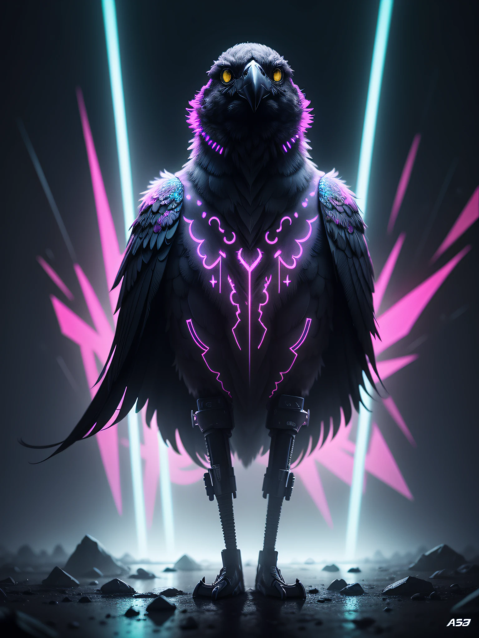 A bird
Lone Crow, asas abertas, Psychedelic world, ghostly effects, Neon light, cyberpunk louco, 8k, Ultra Detalhado