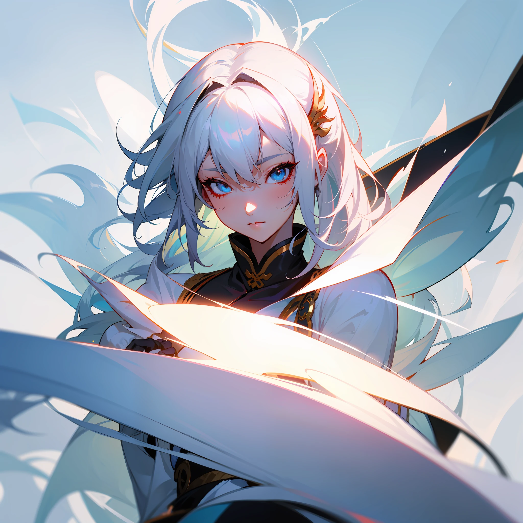 a close up of a woman with white hair and a white mask, beautiful character painting, guweiz, artwork in the style of guweiz, white haired deity, by Yang J, epic exquisite character art, stunning character art, by Fan Qi, by Wuzhun Shifan, guweiz on pixiv artstation