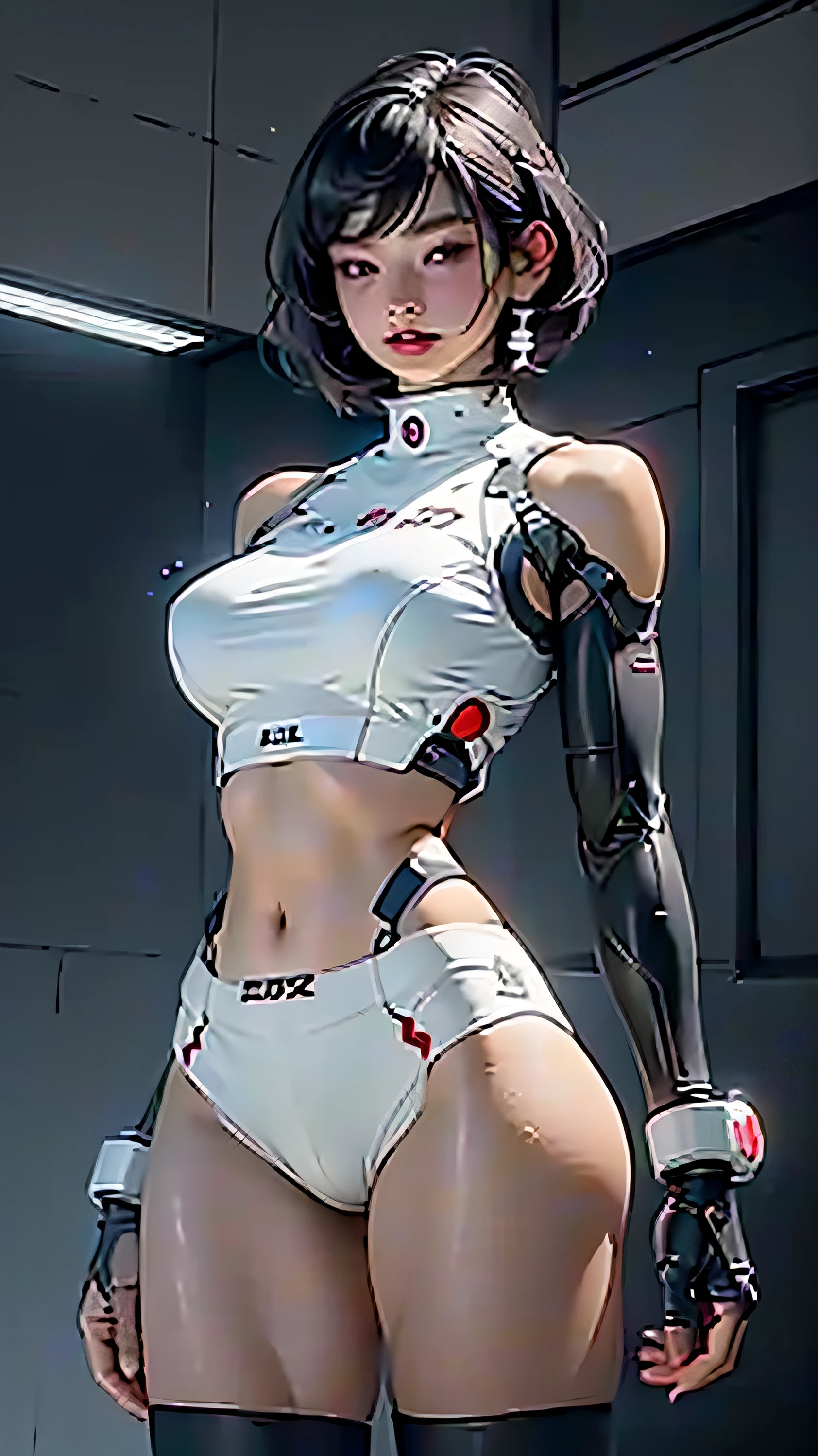 Woman body defined thick thighs cybernetic body parts，Short underwear，sci-fy，Large breasts