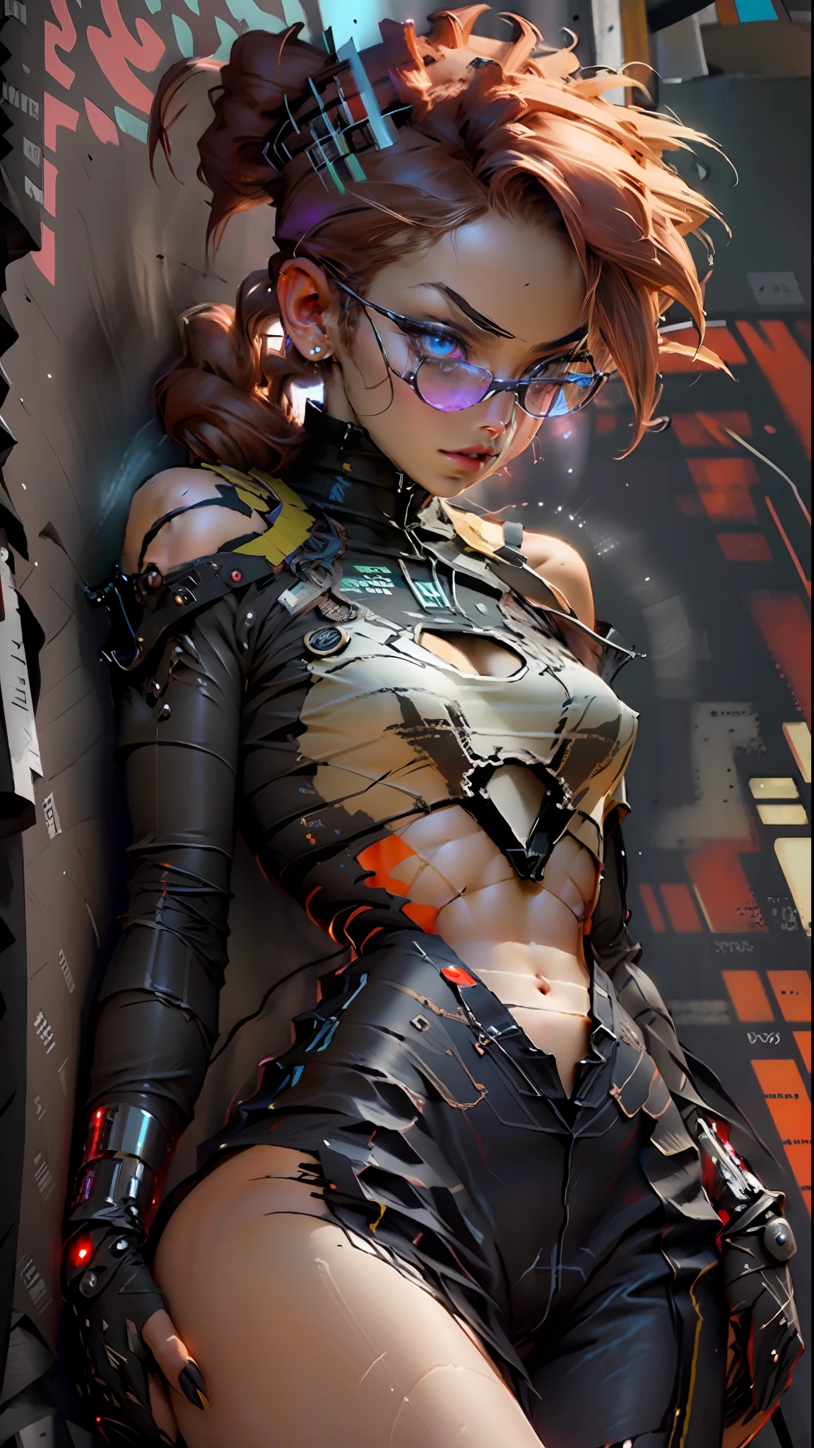 Extremely detailed CG rendering,A cybernetic female with thick thighs and cybernetic body parts. Wear short underwear, Her figure is sleek and powerful. Highly detailed aesthetics, Intricate, Beautiful eyes, vivd colour, illusory engine, HD,4K, hyper photorealism, Ultra-precision design, Masterpiece, perfectionism,