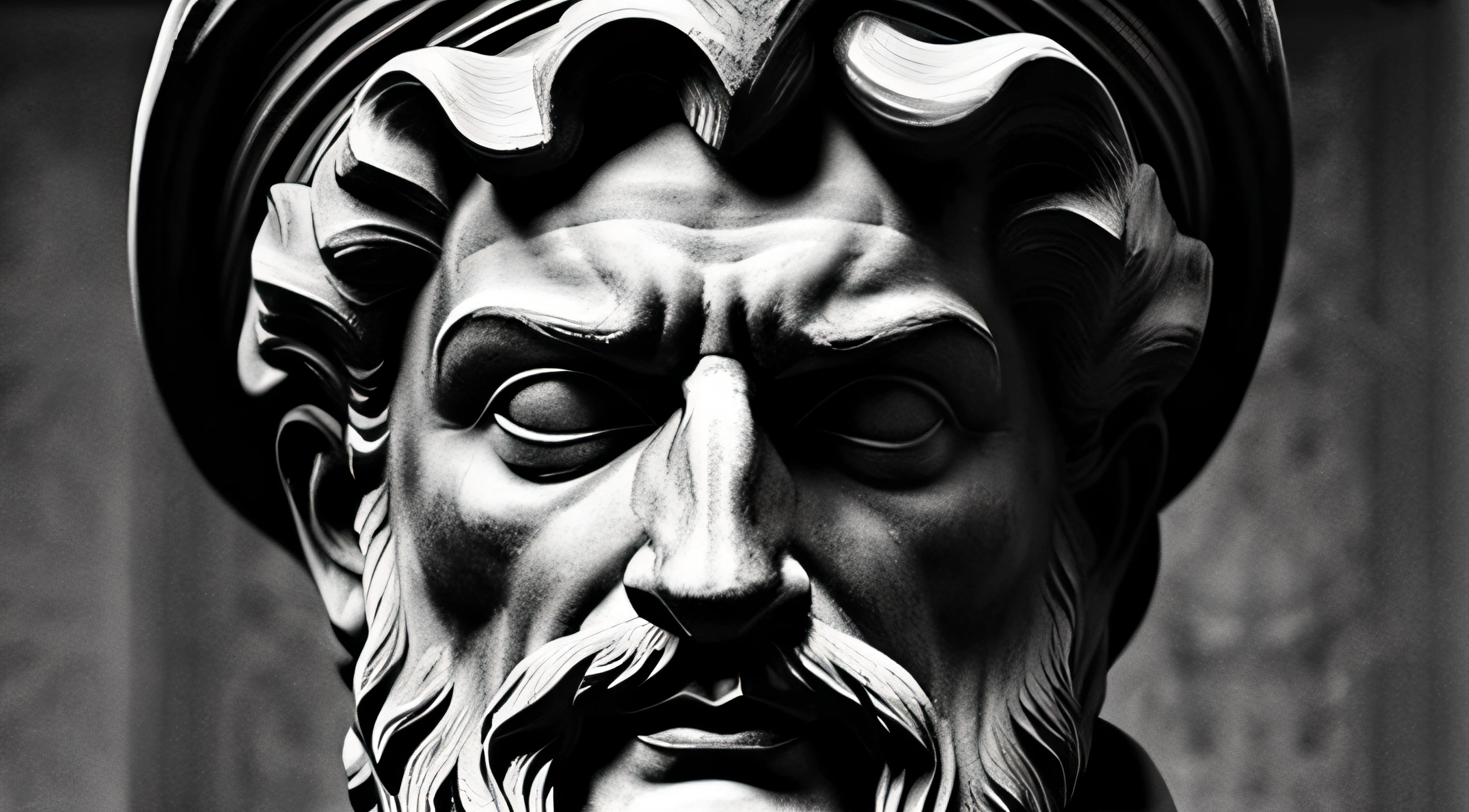 a portrait statue of the stoic zeus in black and white 4K, super realista 1920x1080 papel de parede foto