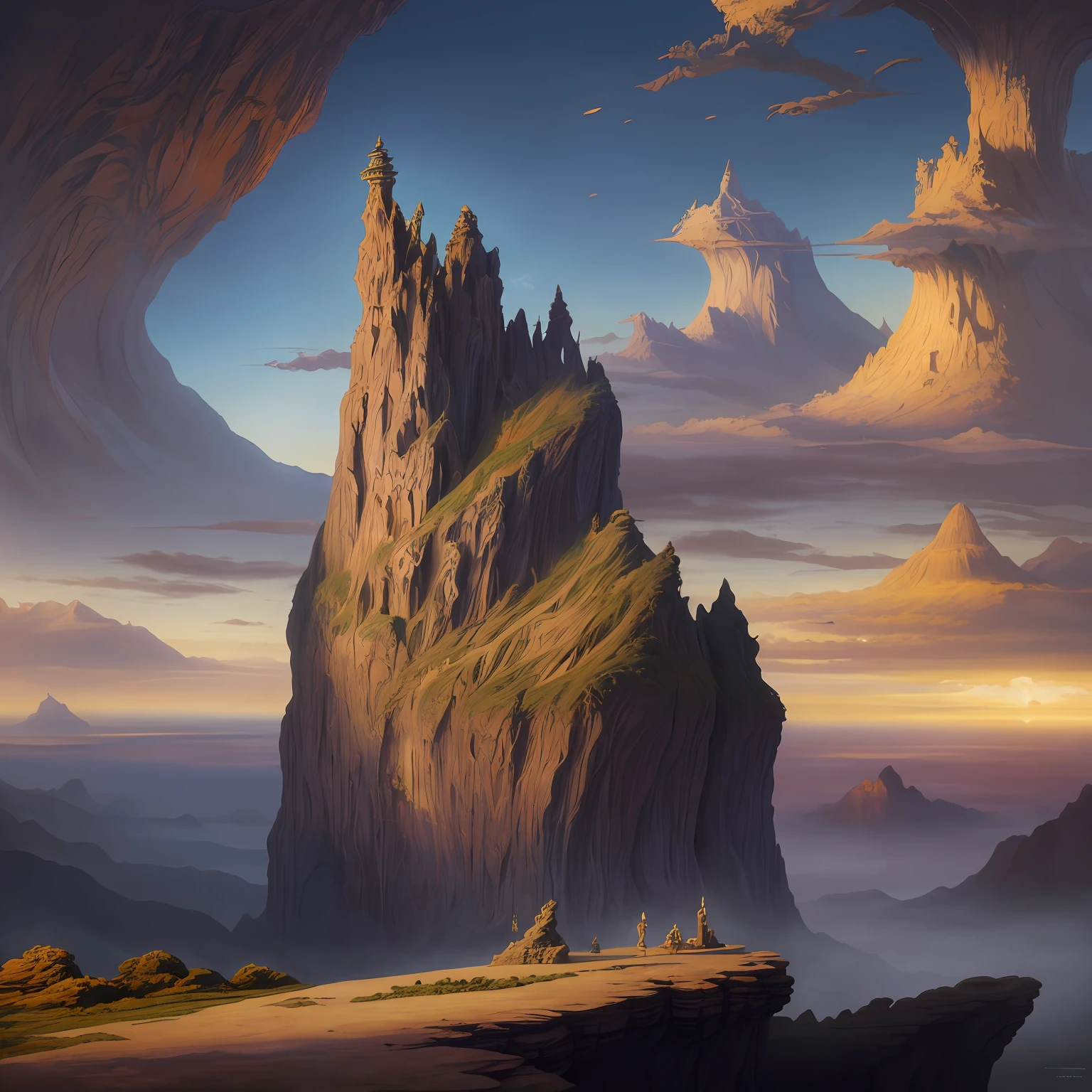 pintura de uma montanha com um castelo no topo dela, arte fantasia behance, pintura fosca em estilo fantasia, illustration matte painting, Pintura digital de fantasia, Andreas Rocha e John Howe, alta fantasia pintura fosca, Fantasia pintura fosca, breathtaking fantasy art, paisagem de arte de fantasia, Arte de fantasia grande angular, Fantasia pintura fosca，fofo, realistic fantasy illustration, Arte de fantasia 4k